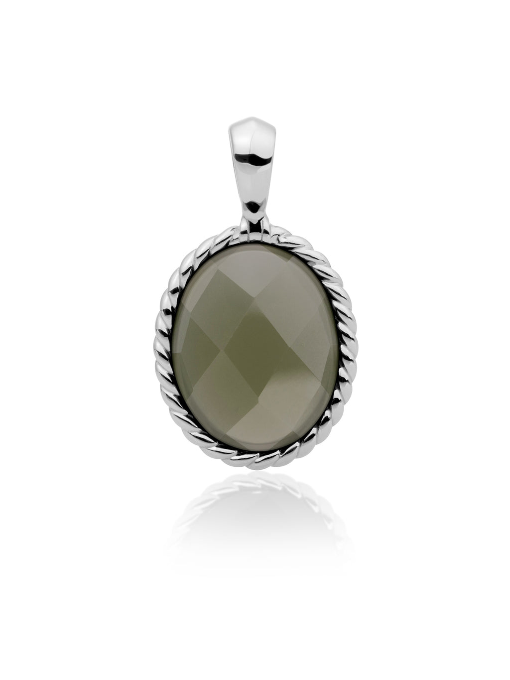 Twist Pendant Lime Jade - Rhodium Plated