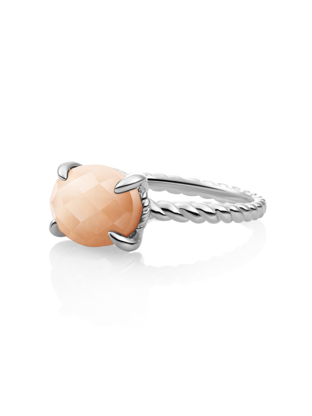 Twist Ring Peach Rhodonite Zilver - 50