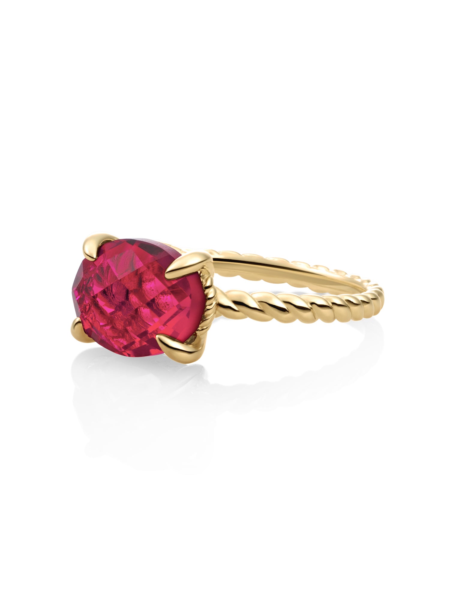 Twist Ring Fuchsia Quartz 9K Goud - 60