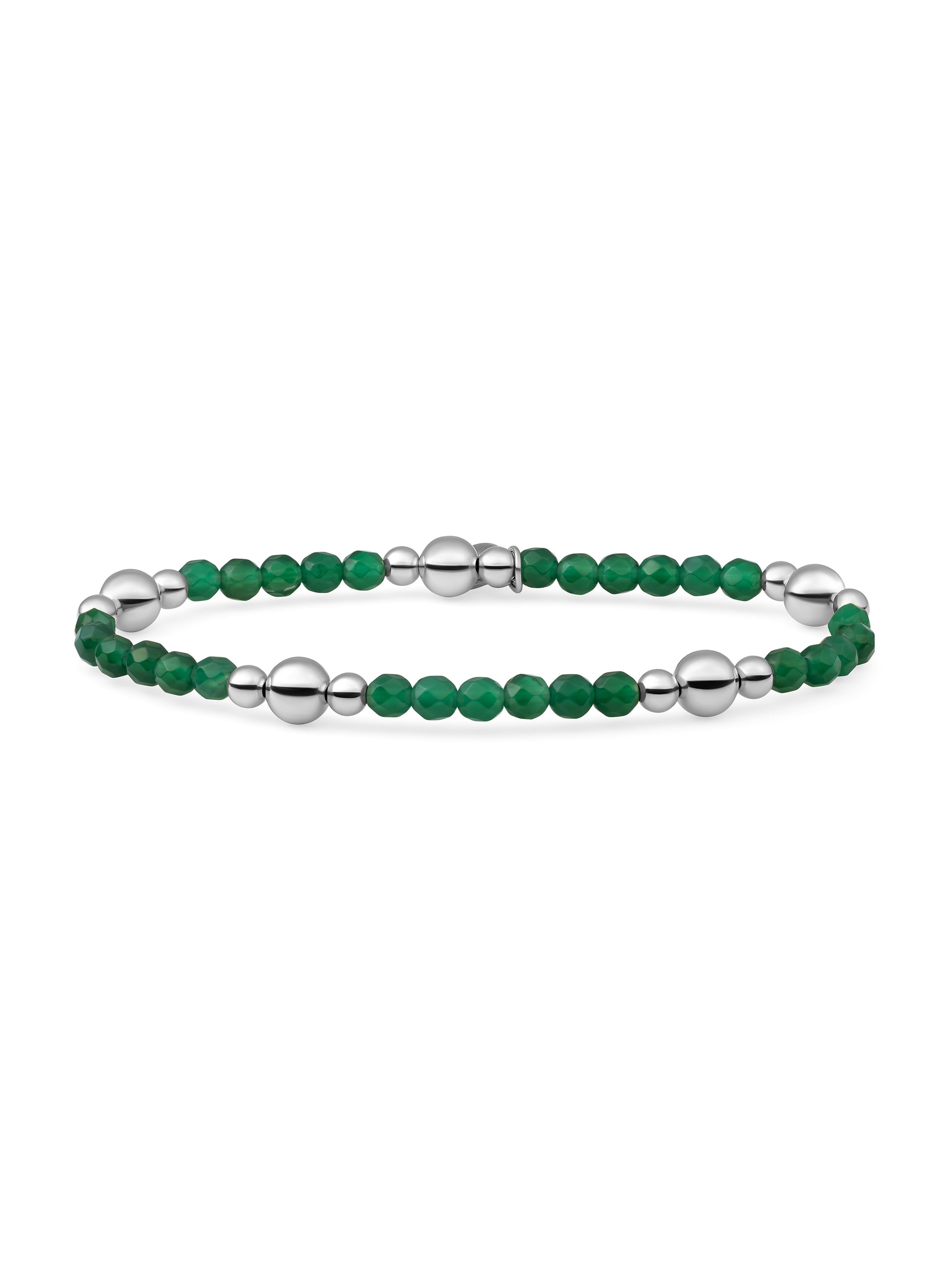 Bold Mix Armband Green Onyx - Rhodium Plated