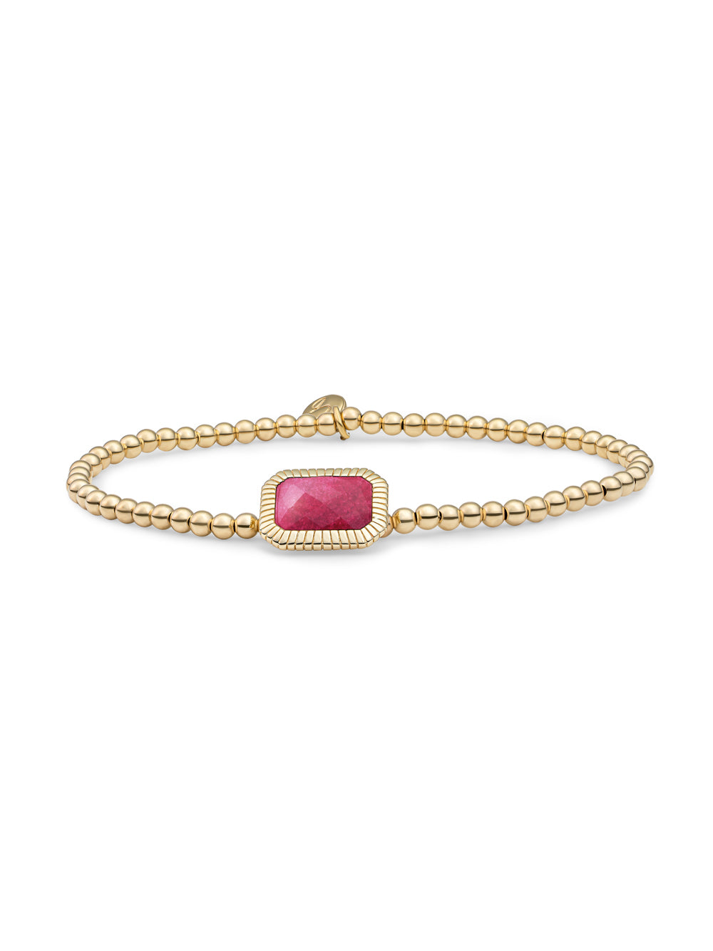 Baguette Armband Fuchsia Jade - Gold Plated
