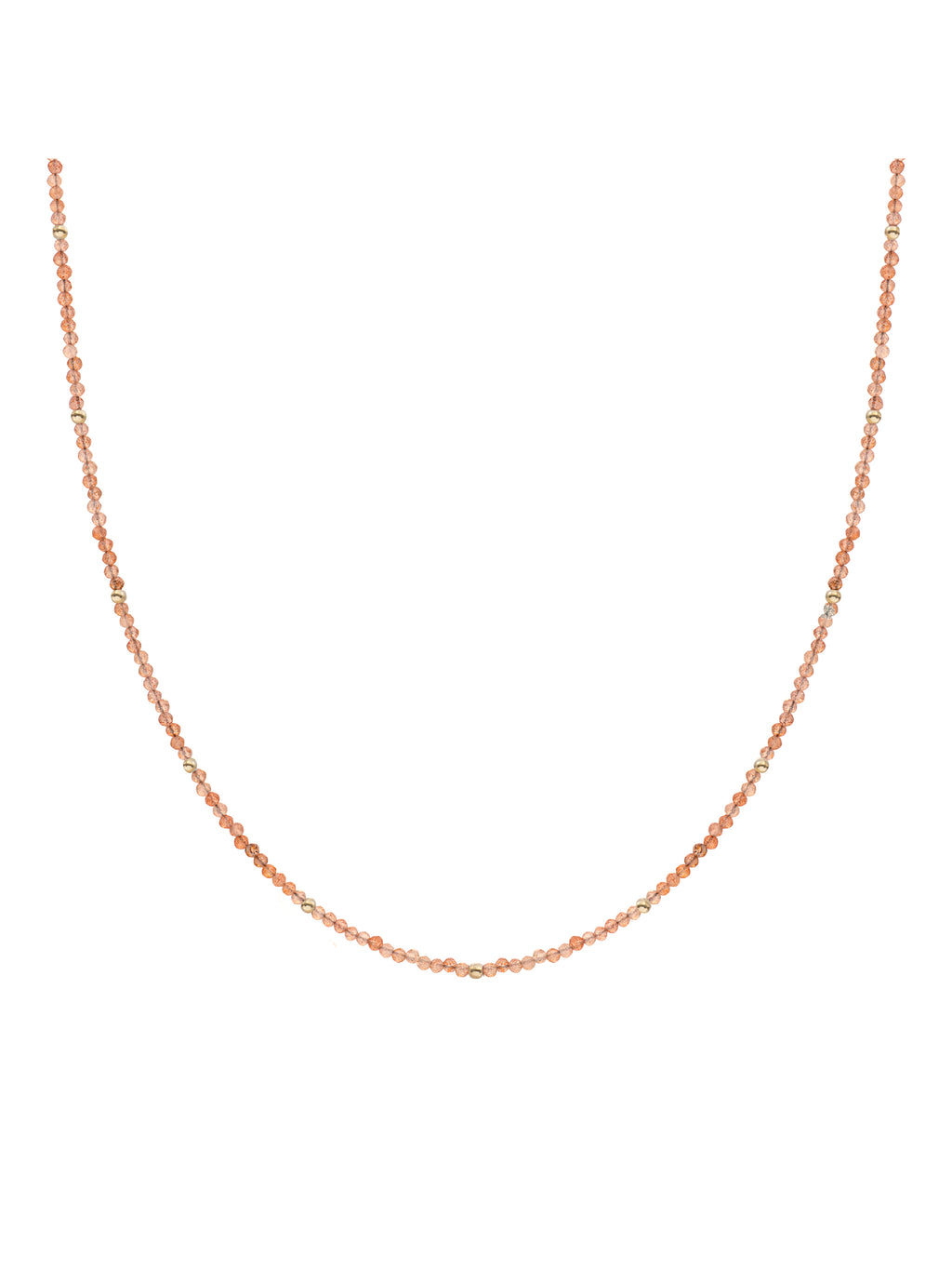 Kralen Ketting 2mm Sunstone 42cm +2cm - 0.00 / 0.00 / Rhodium Plated