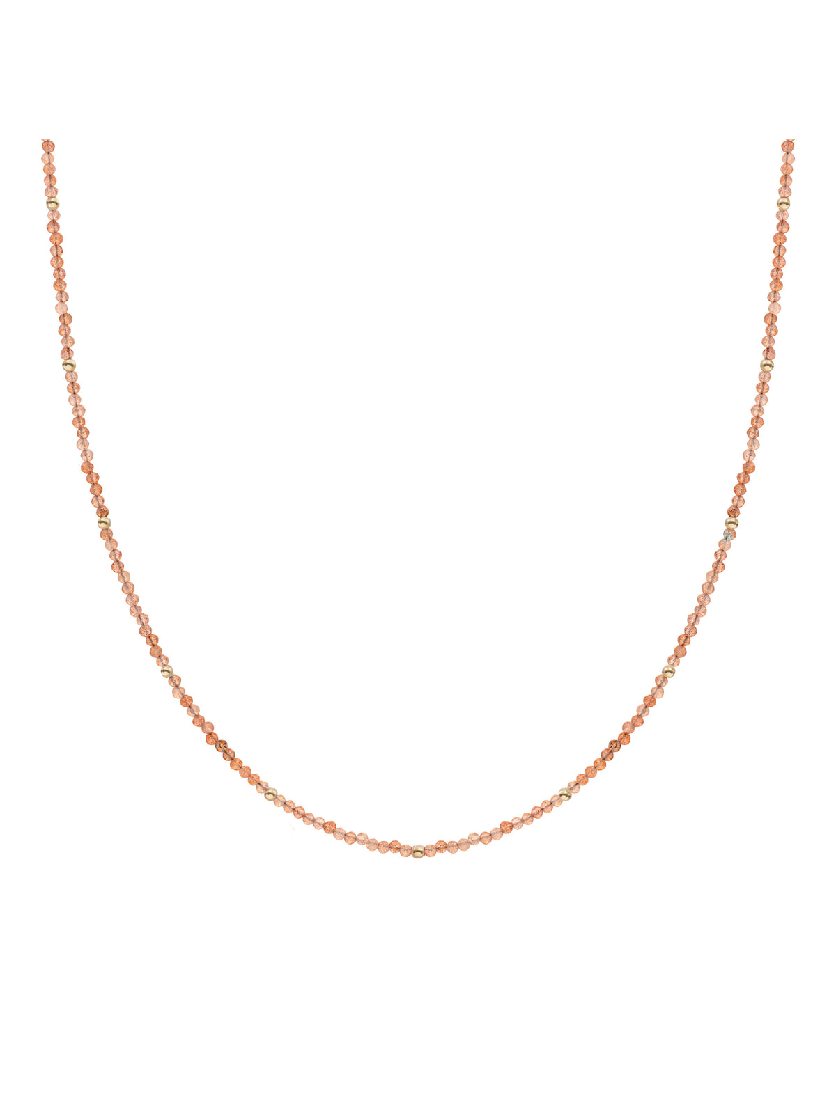 Kralen Ketting 2mm Sunstone 42cm +2cm - Gold Plated
