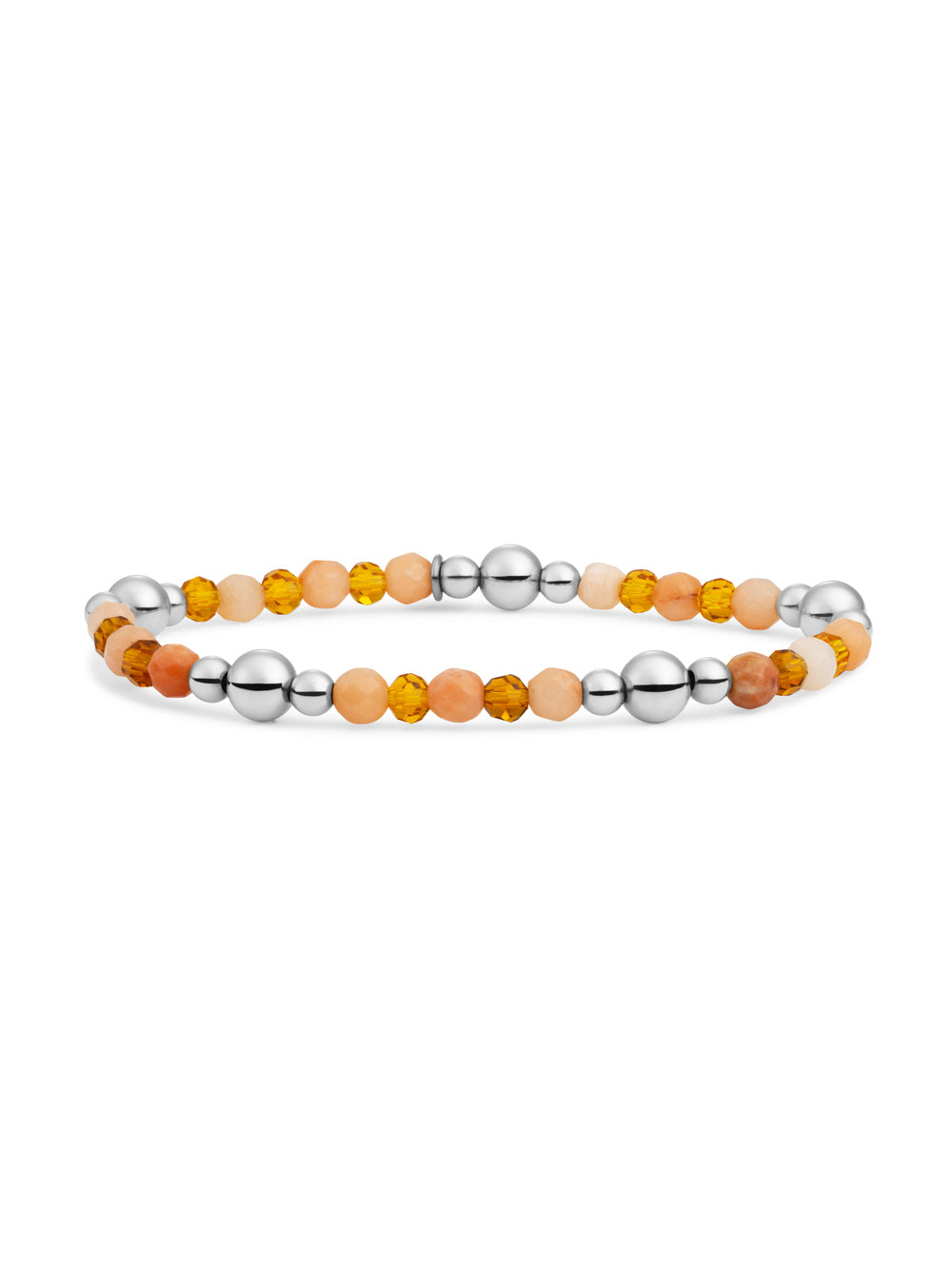 Bold Mix Armband Peach Rhodonite | Citrine Quartz - Rhodium Plated