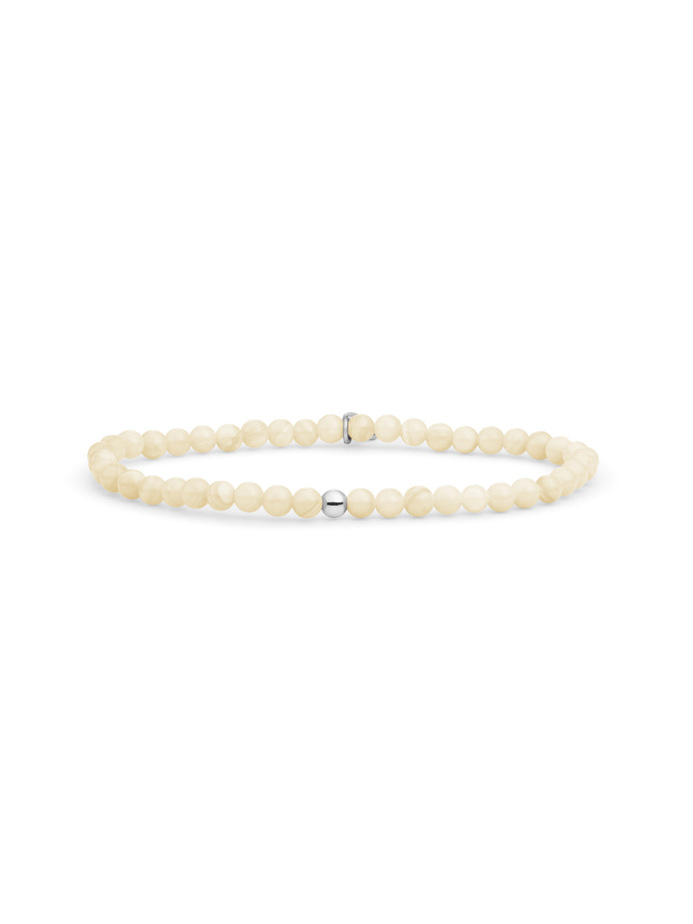 Saturn Armband Small Beige Agate - Rhodium Plated