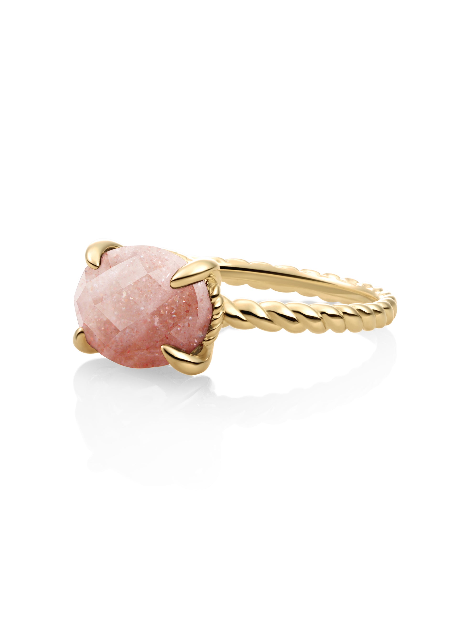 Twist Ring Sunstone 9K Goud - 58