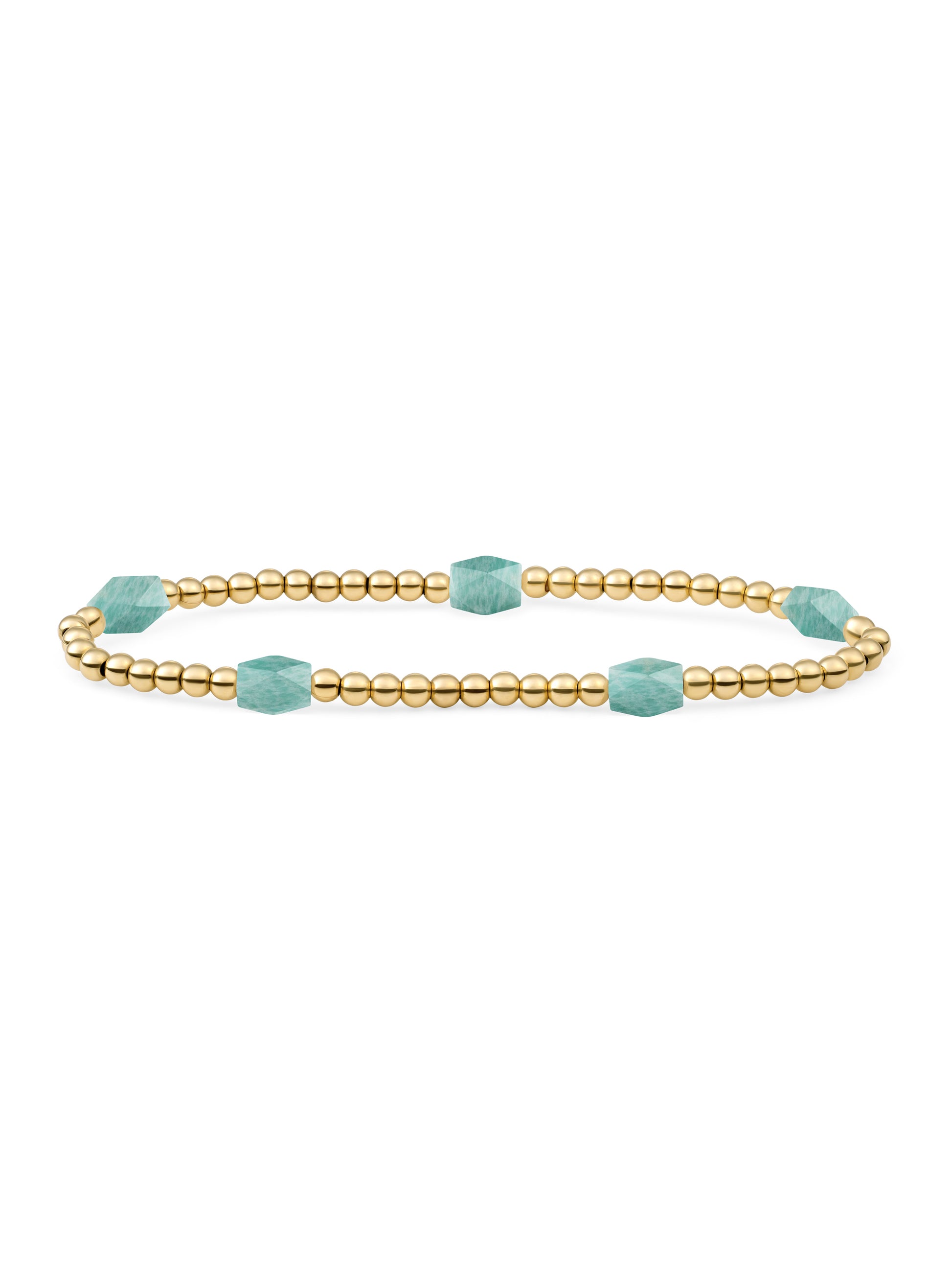 Reverse Edge Mix Armband Rich Green Amazonite - Gold Plated