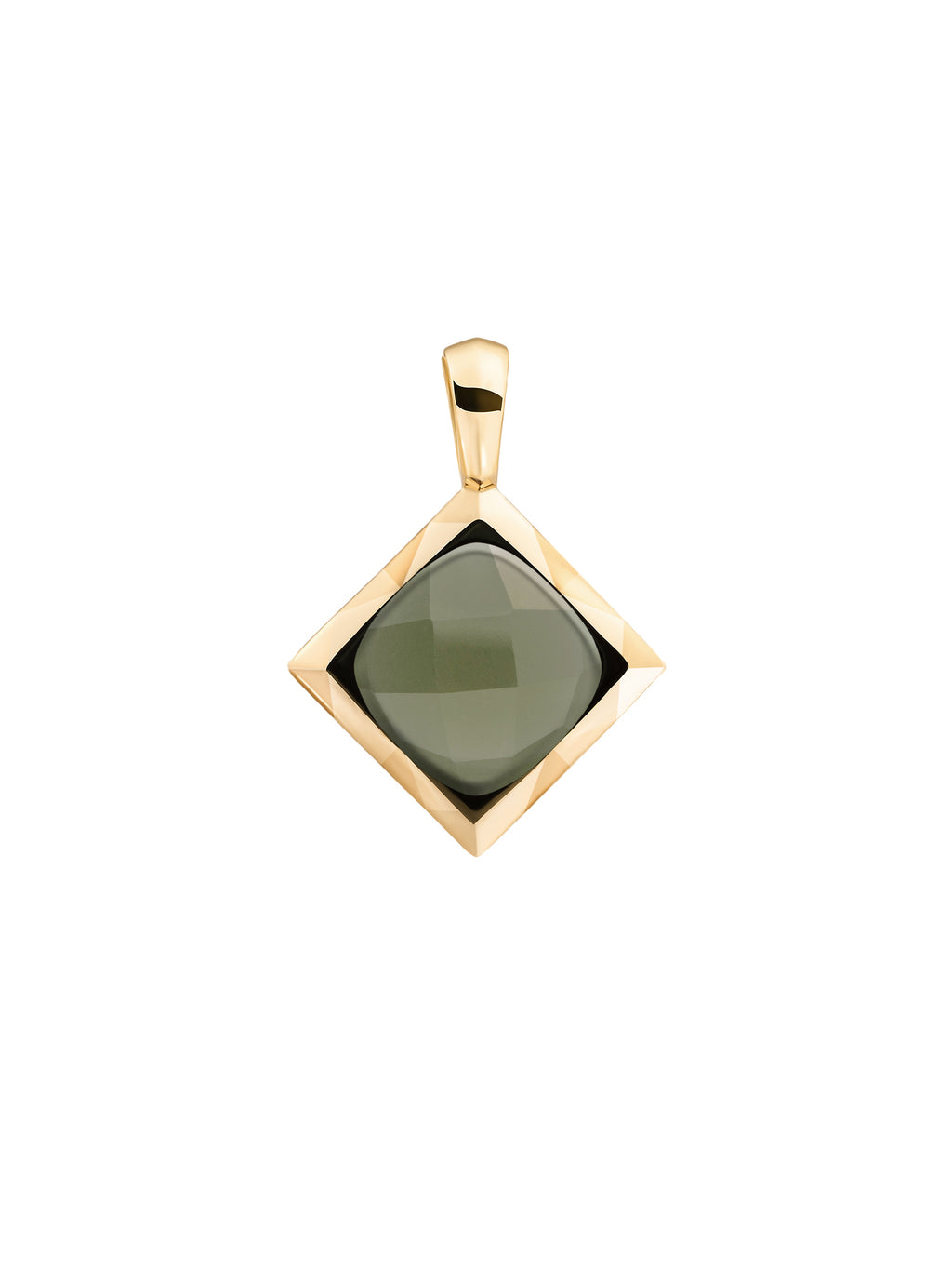 Cushion Cut Pendant Lime Jade - Gold Plated