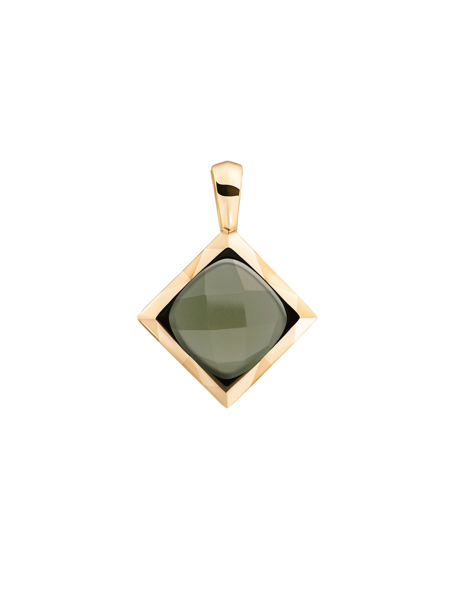Cushion Cut Pendant Lime Jade - Gold Plated