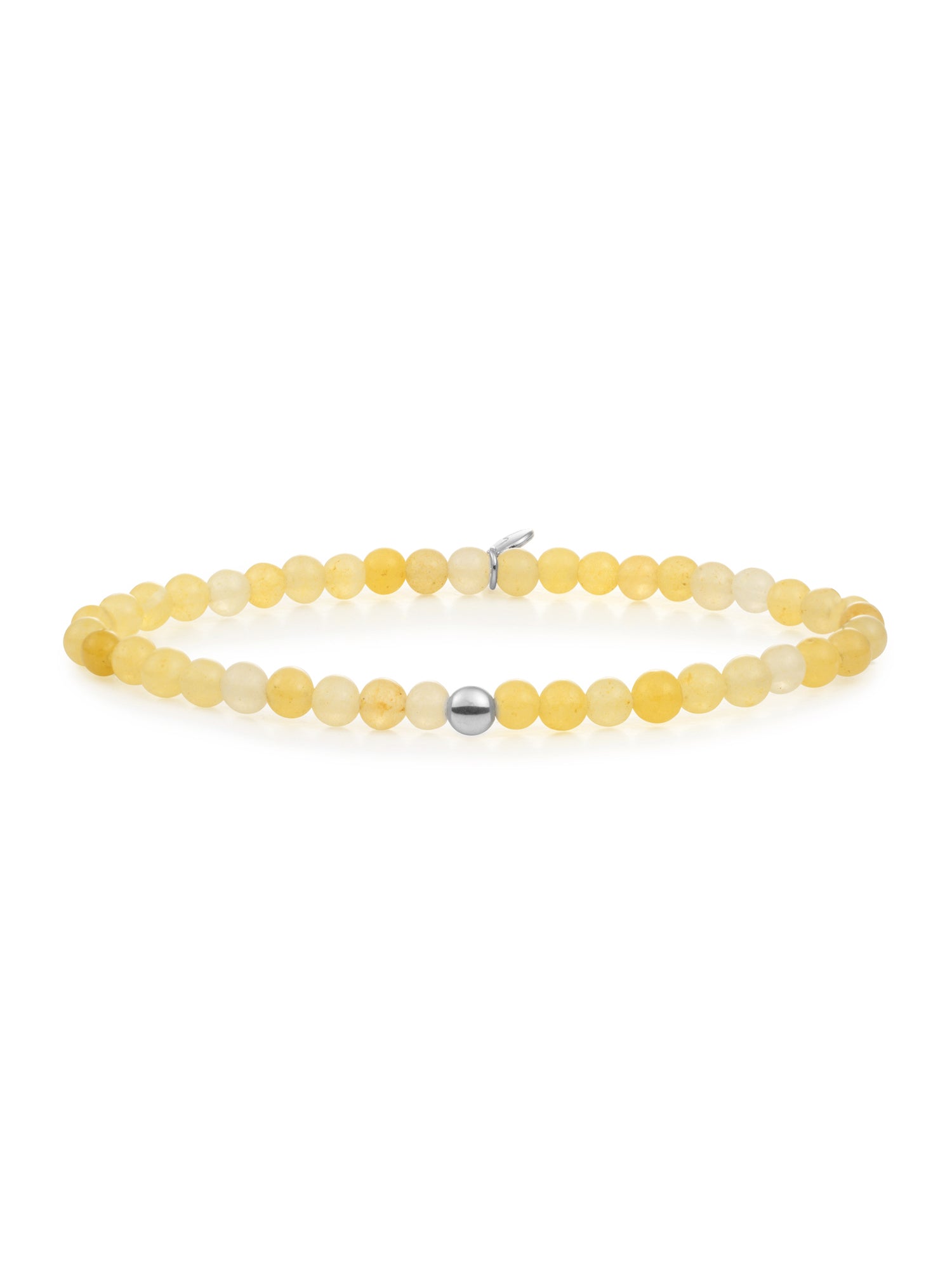 Saturn Armband Small Yellow Jade - Rhodium Plated