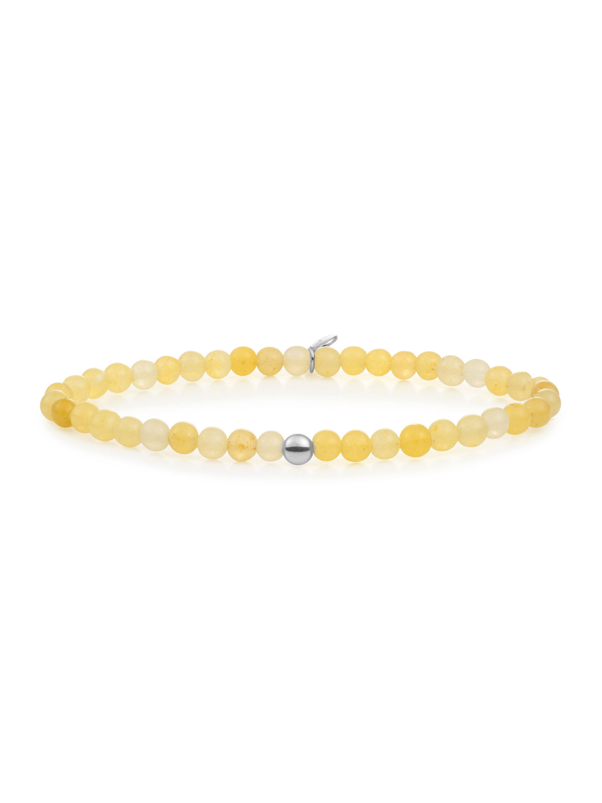 Saturn Armband Small Yellow Jade - Rhodium Plated
