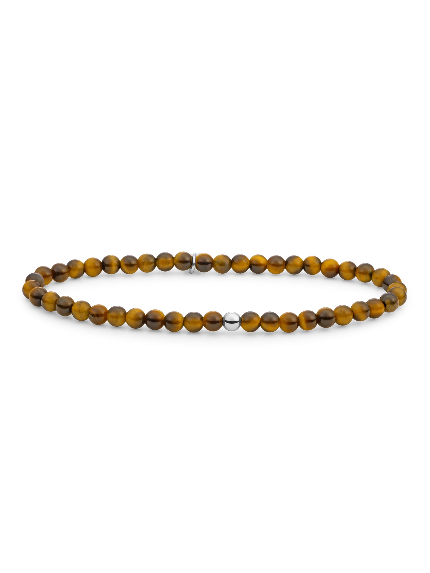 Saturn Armband Small Tiger Eye - Rhodium Plated