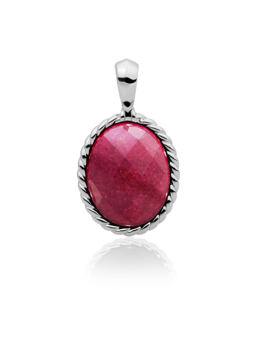 Twist Pendant Fuchsia Jade - Rhodium Plated