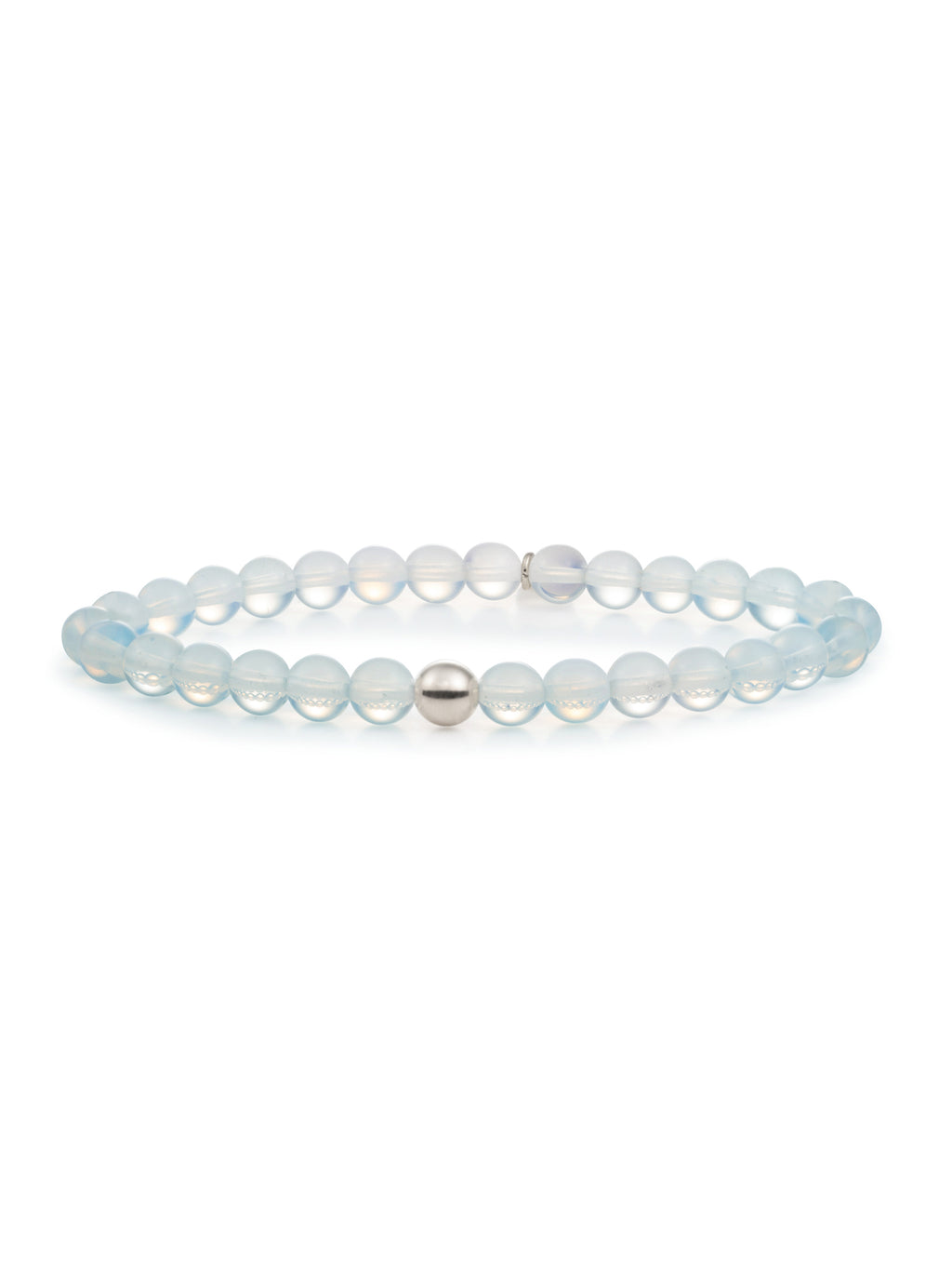 Saturn Armband Large Opalite - Rhodium Plated