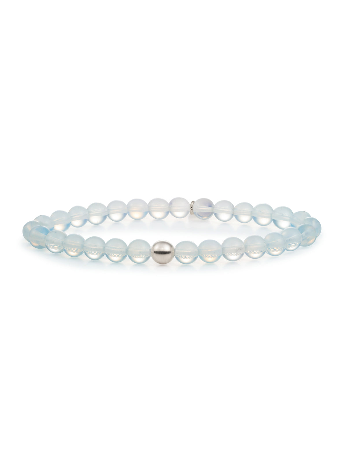 Saturn Armband Large Opalite - Rhodium Plated