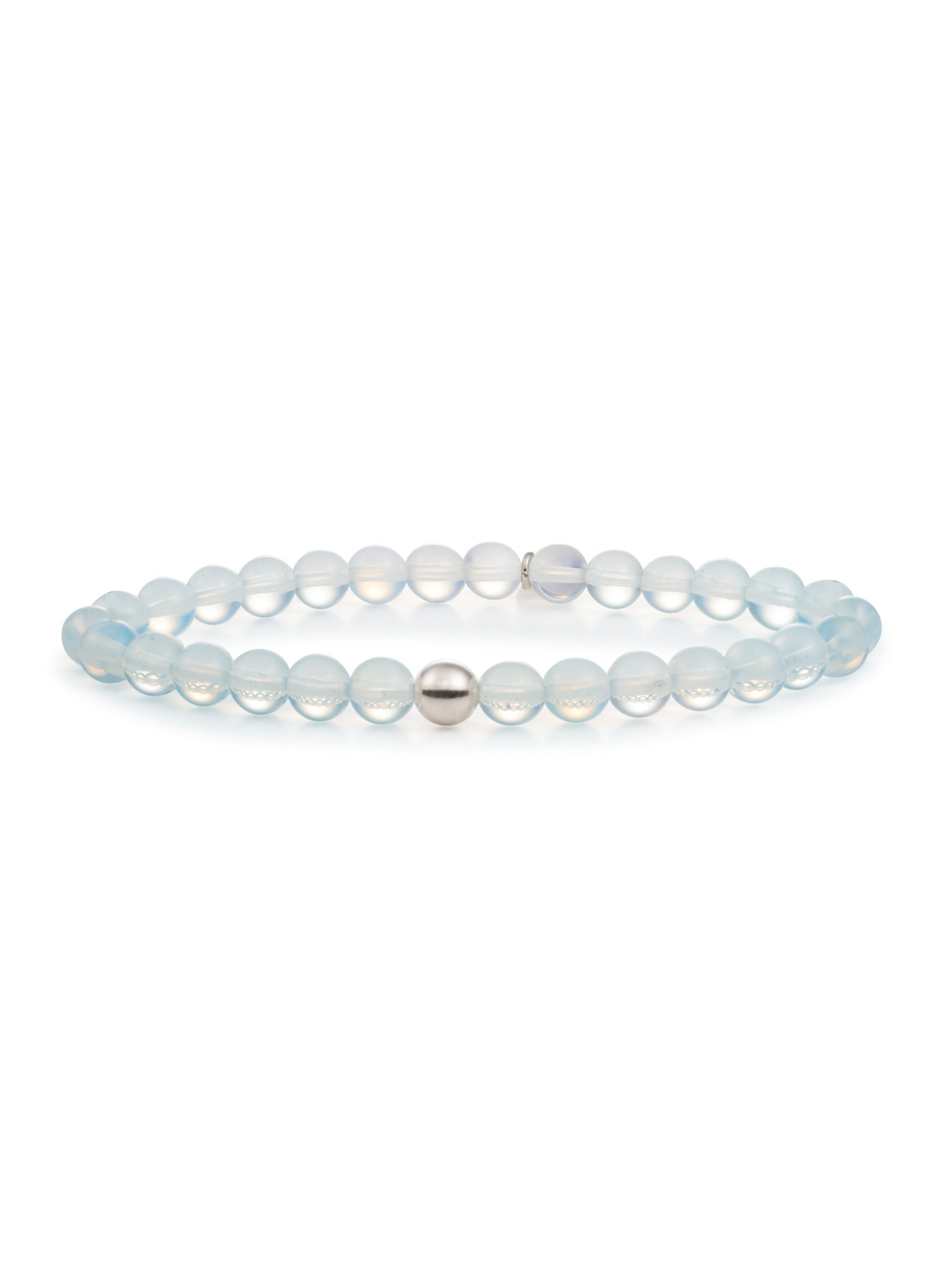 Saturn Armband Large Opalite - Rhodium Plated