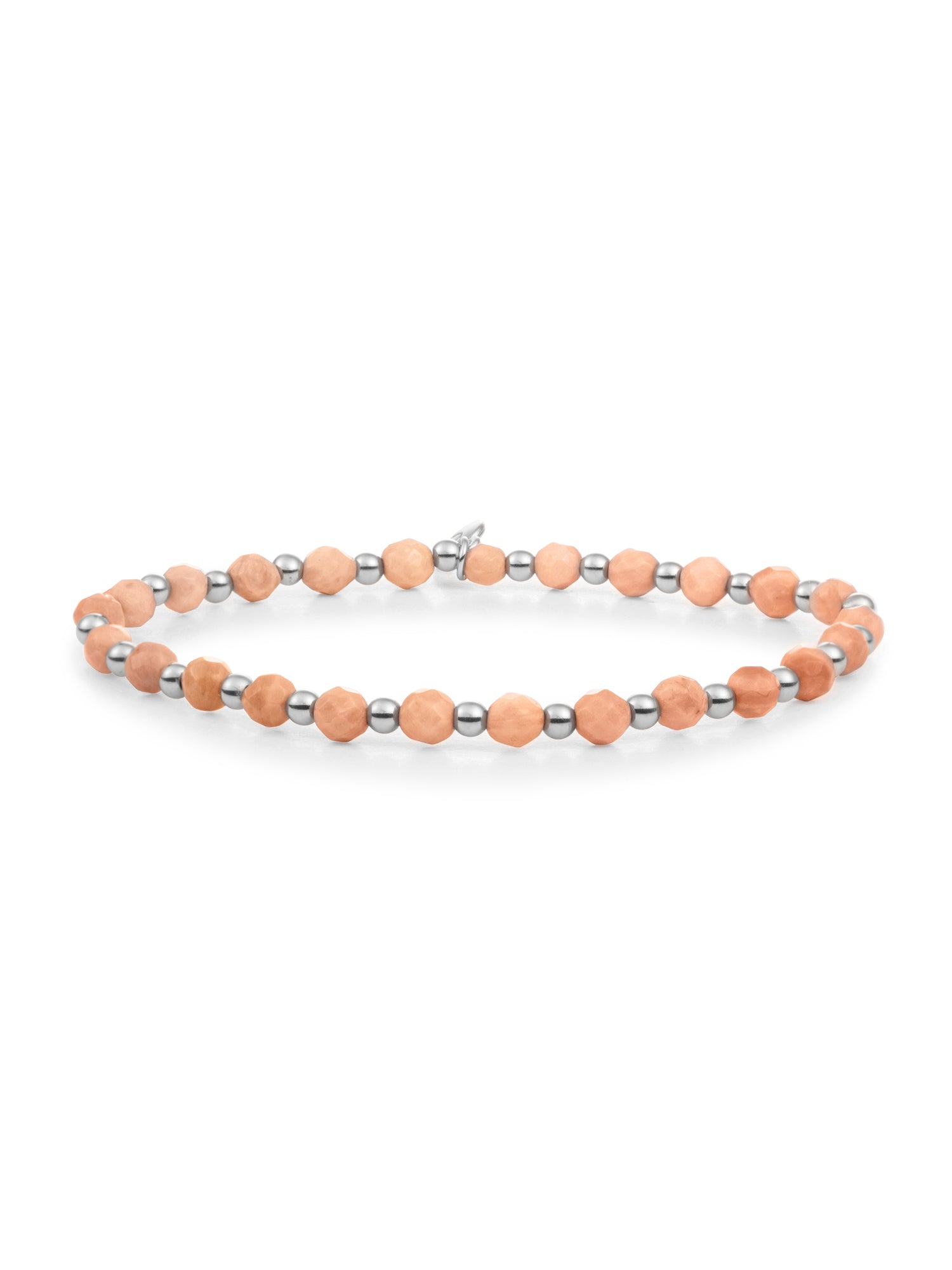 Interstellar Armband Peach Rhodonite - Rhodium Plated