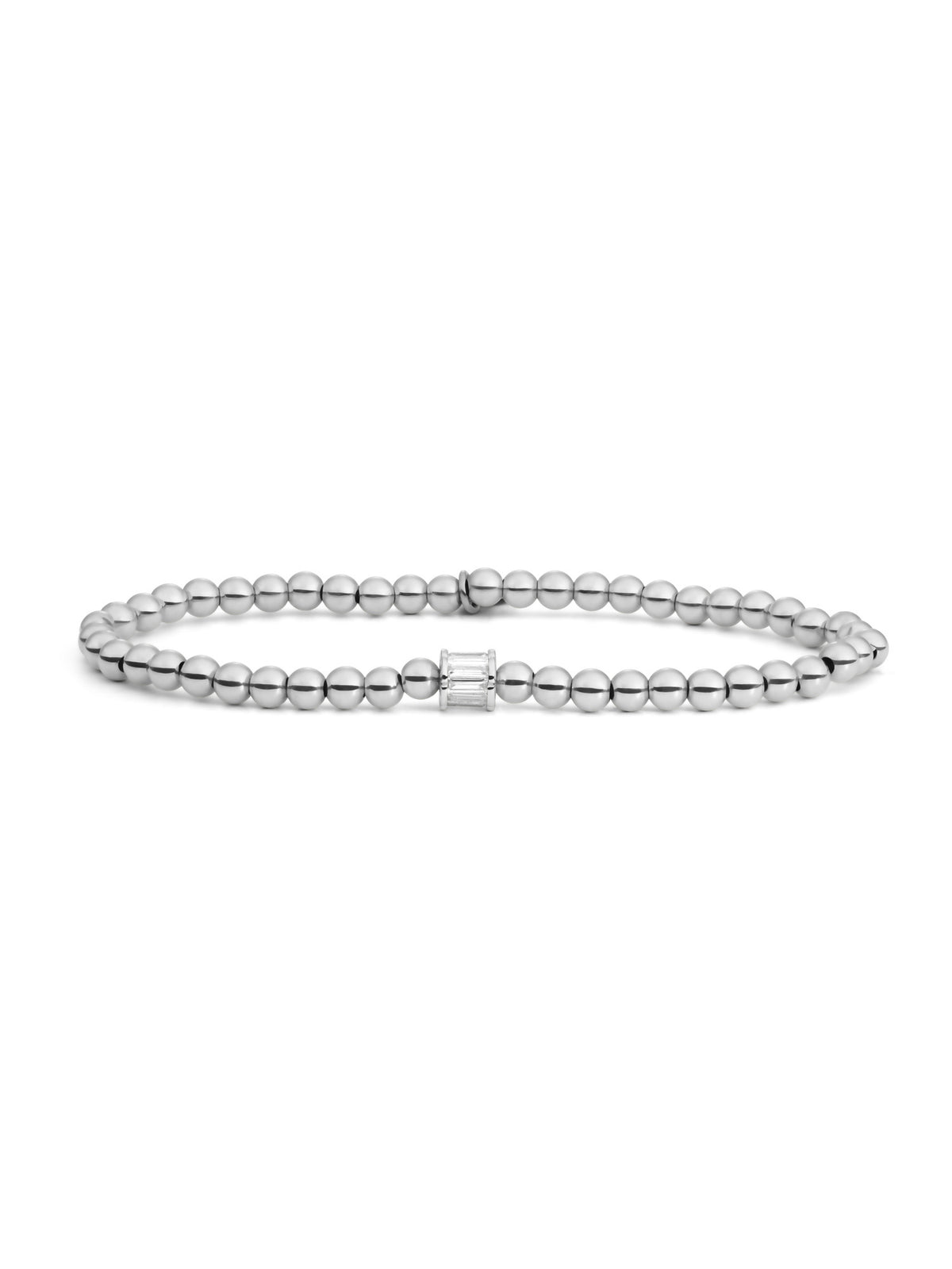 Baguette Cylinder Armband Zirconia - Rhodium Plated