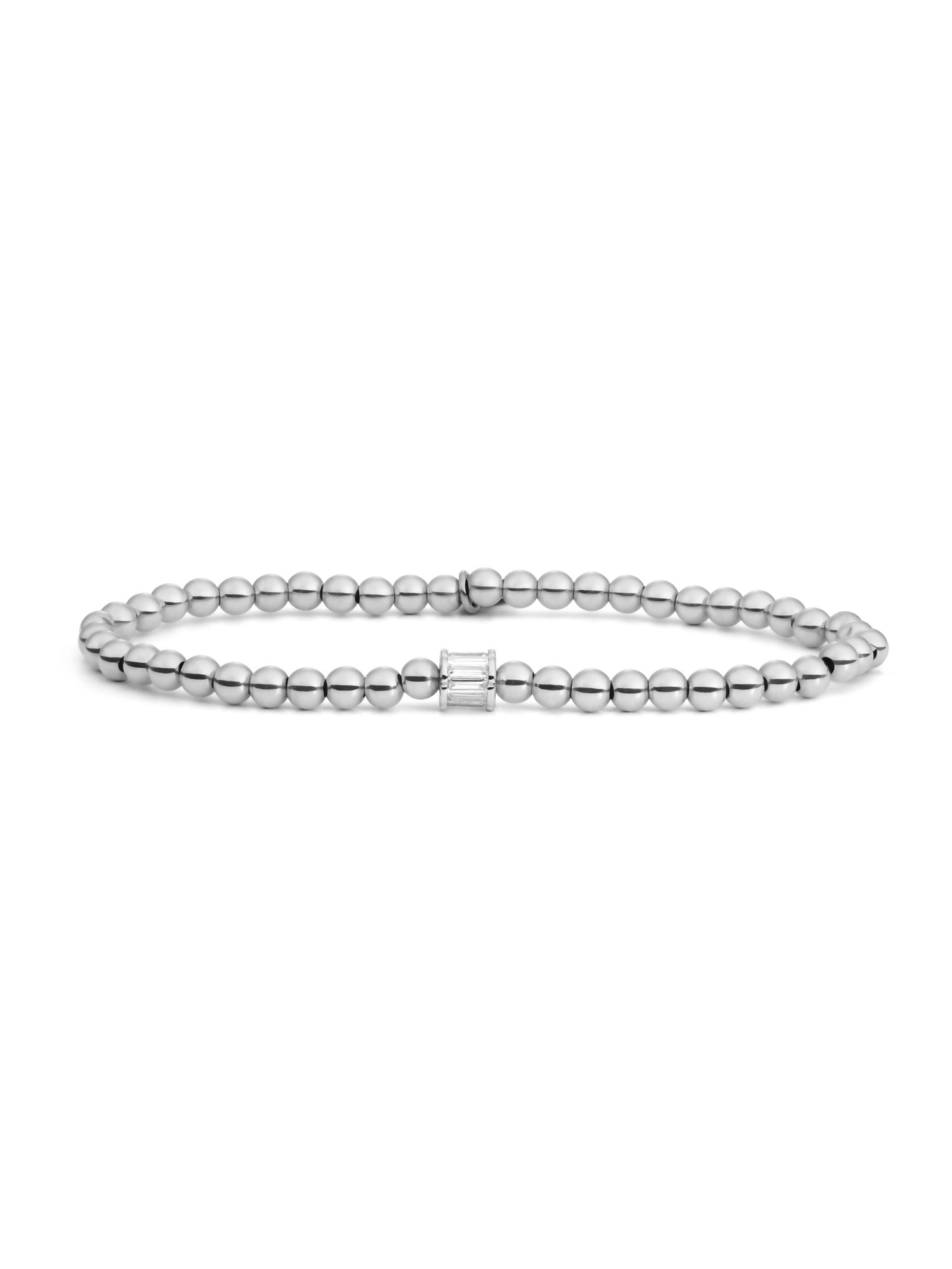 Baguette Cylinder Armband Zirconia - Rhodium Plated