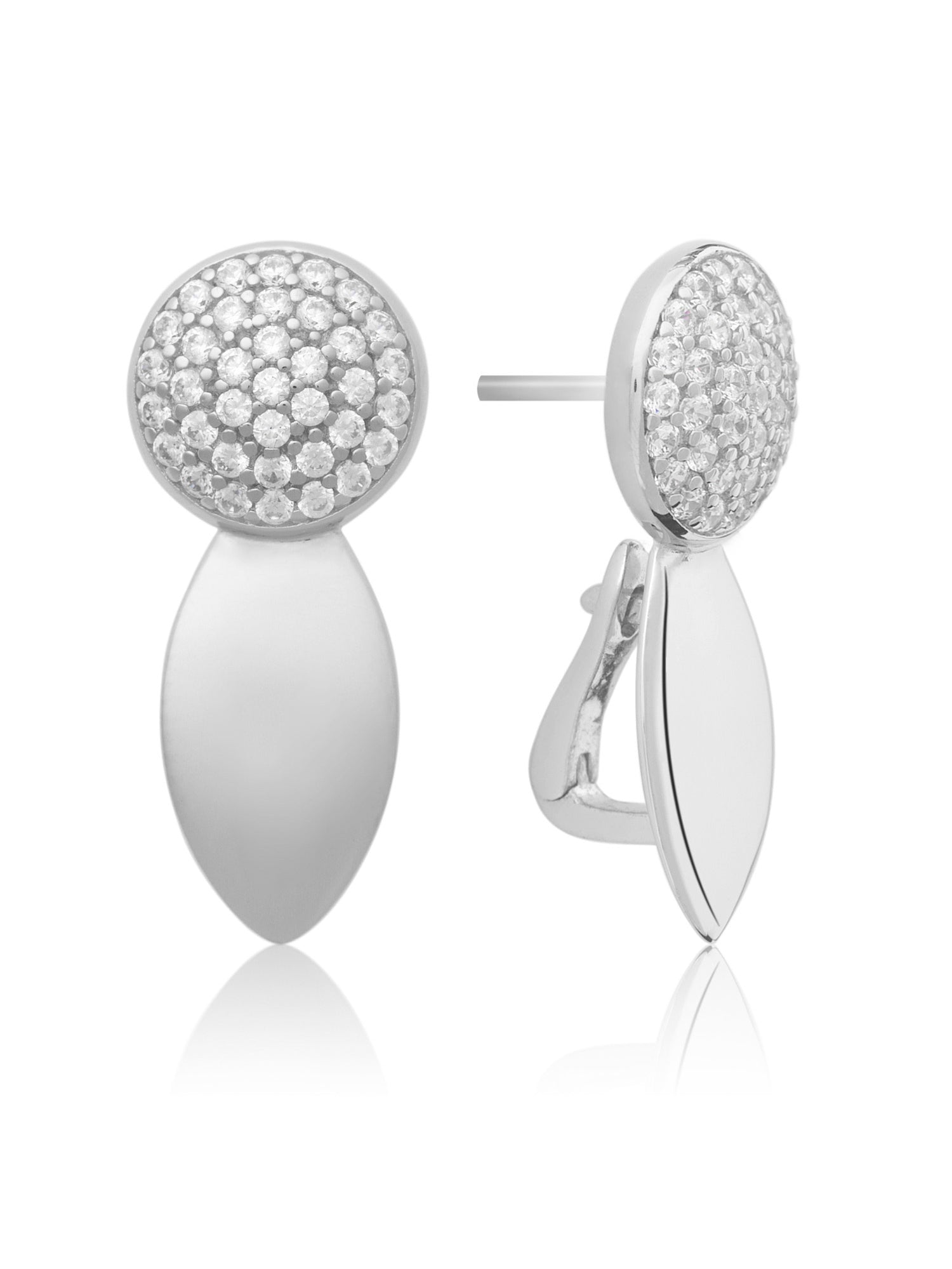 The Core Crystal Push Back Oorbellen Zirconia - Rhodium Plated
