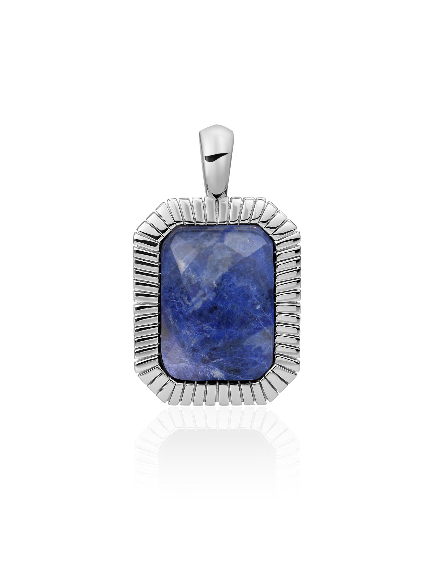 Baguette Pendant Sodalite - Rhodium Plated