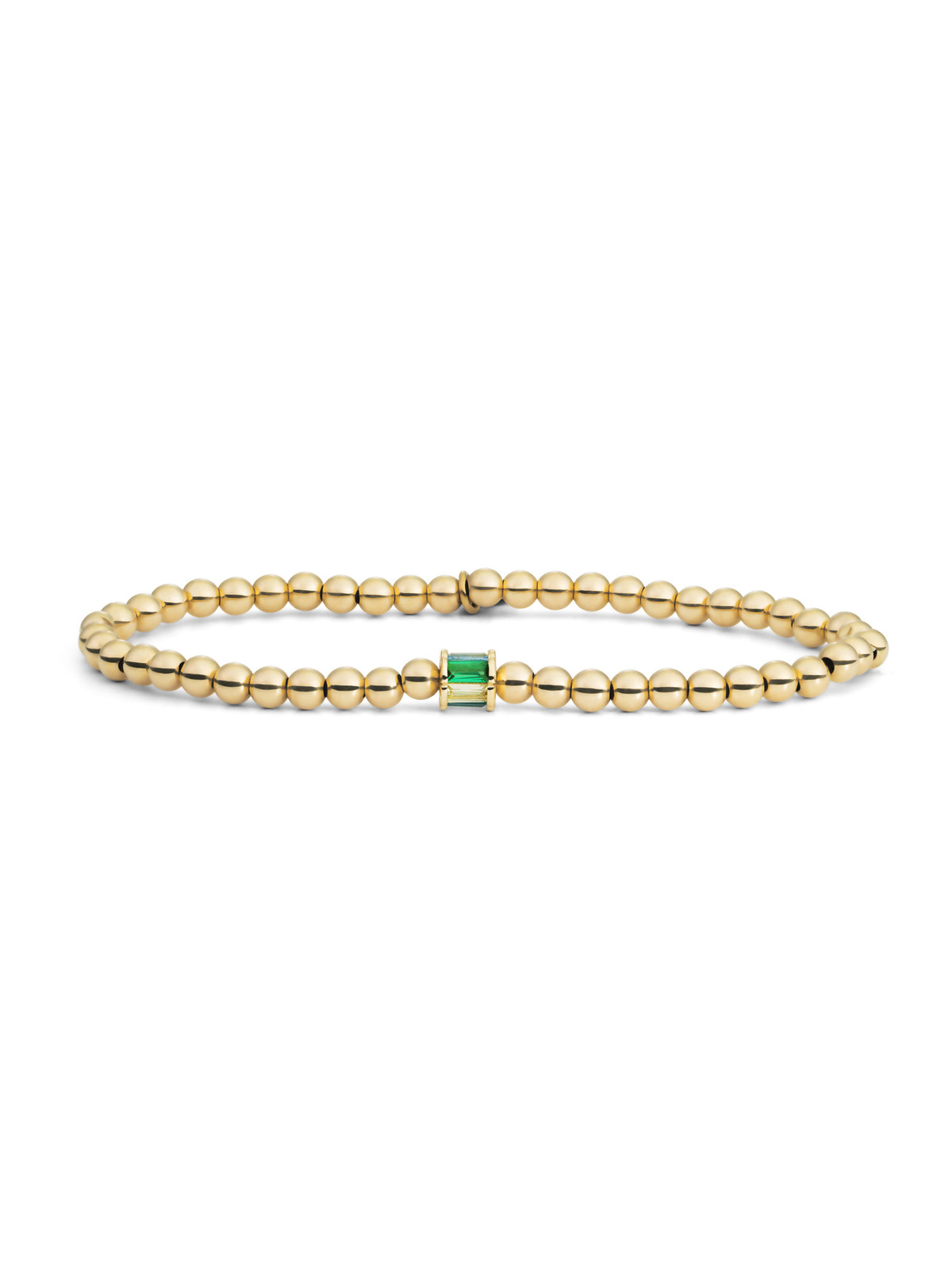 Baguette Cylinder Armband Zirconia Groen - Gold Plated