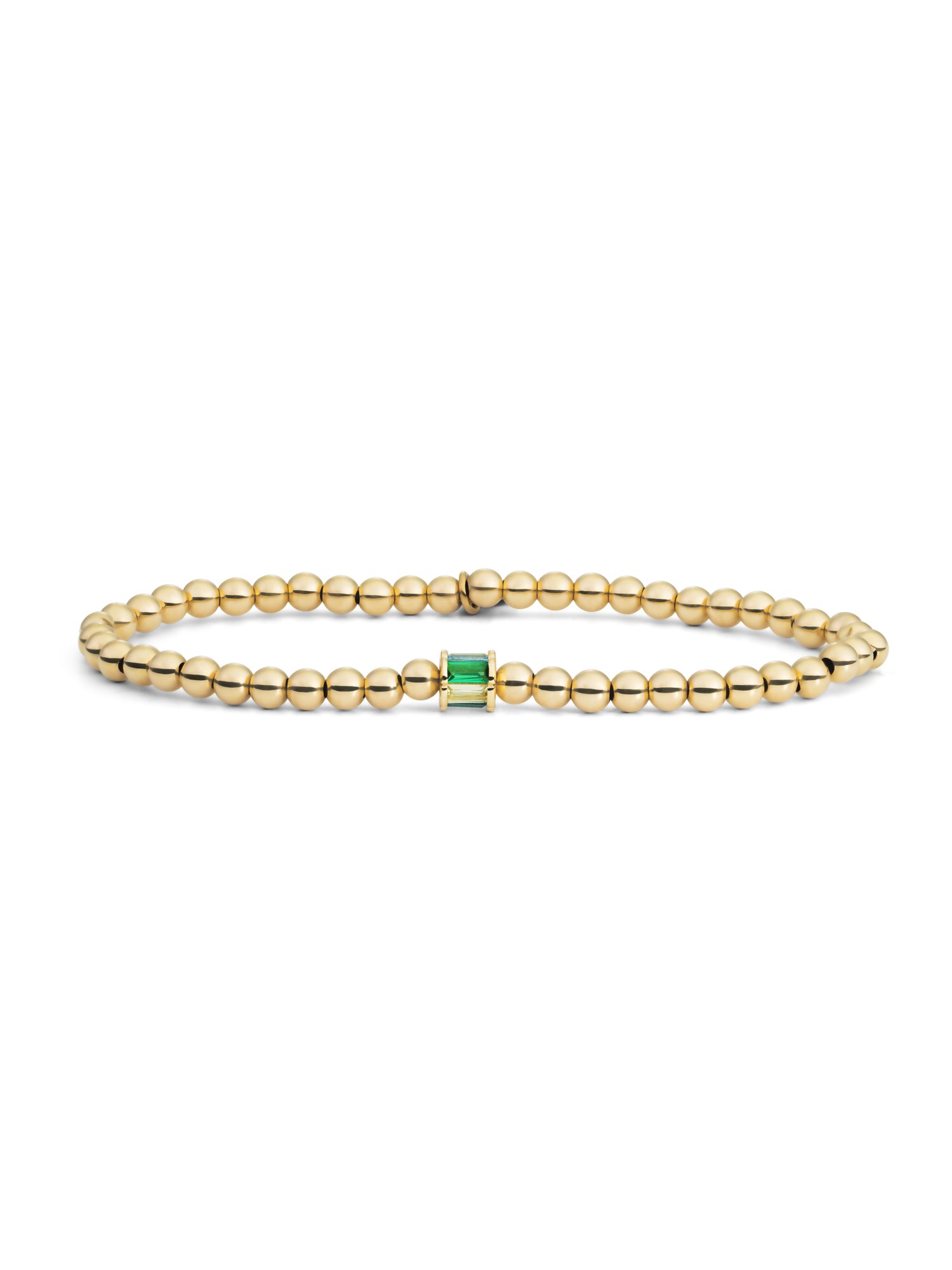 Baguette Cylinder Armband Zirconia Groen - Gold Plated