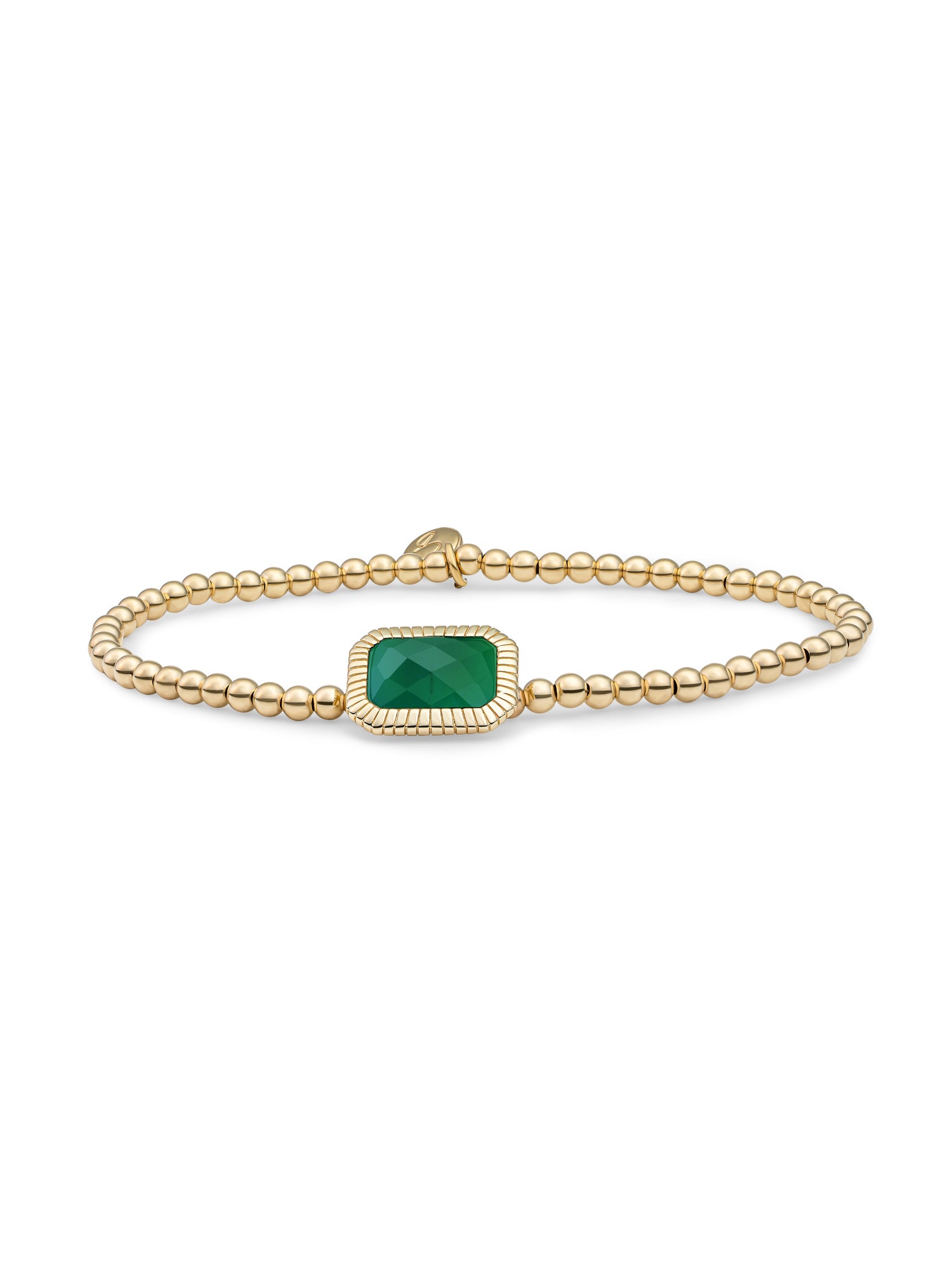 Baguette Armband Green Onyx - Gold Plated
