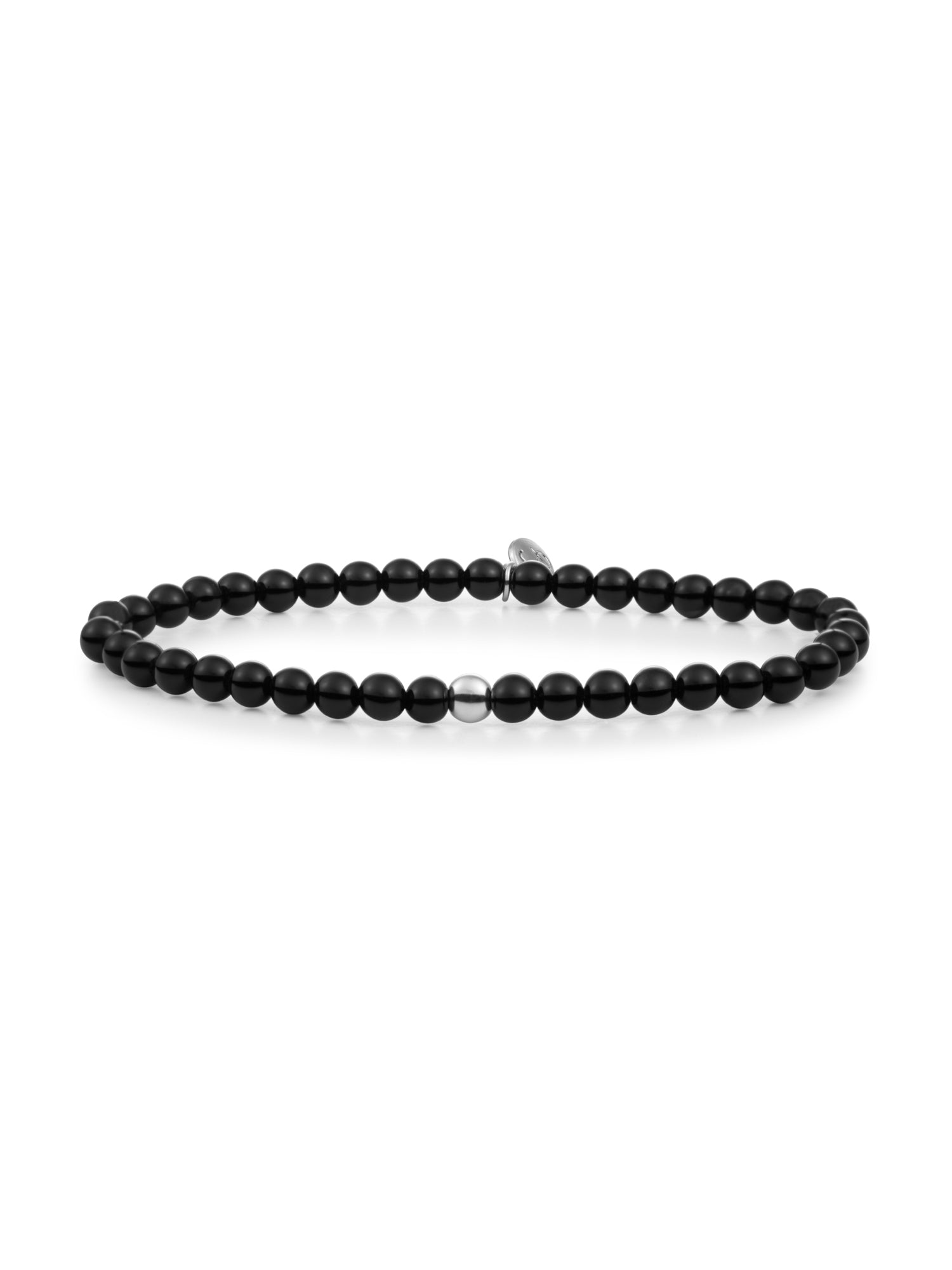 Saturn Armband Small Onyx - Rhodium Plated