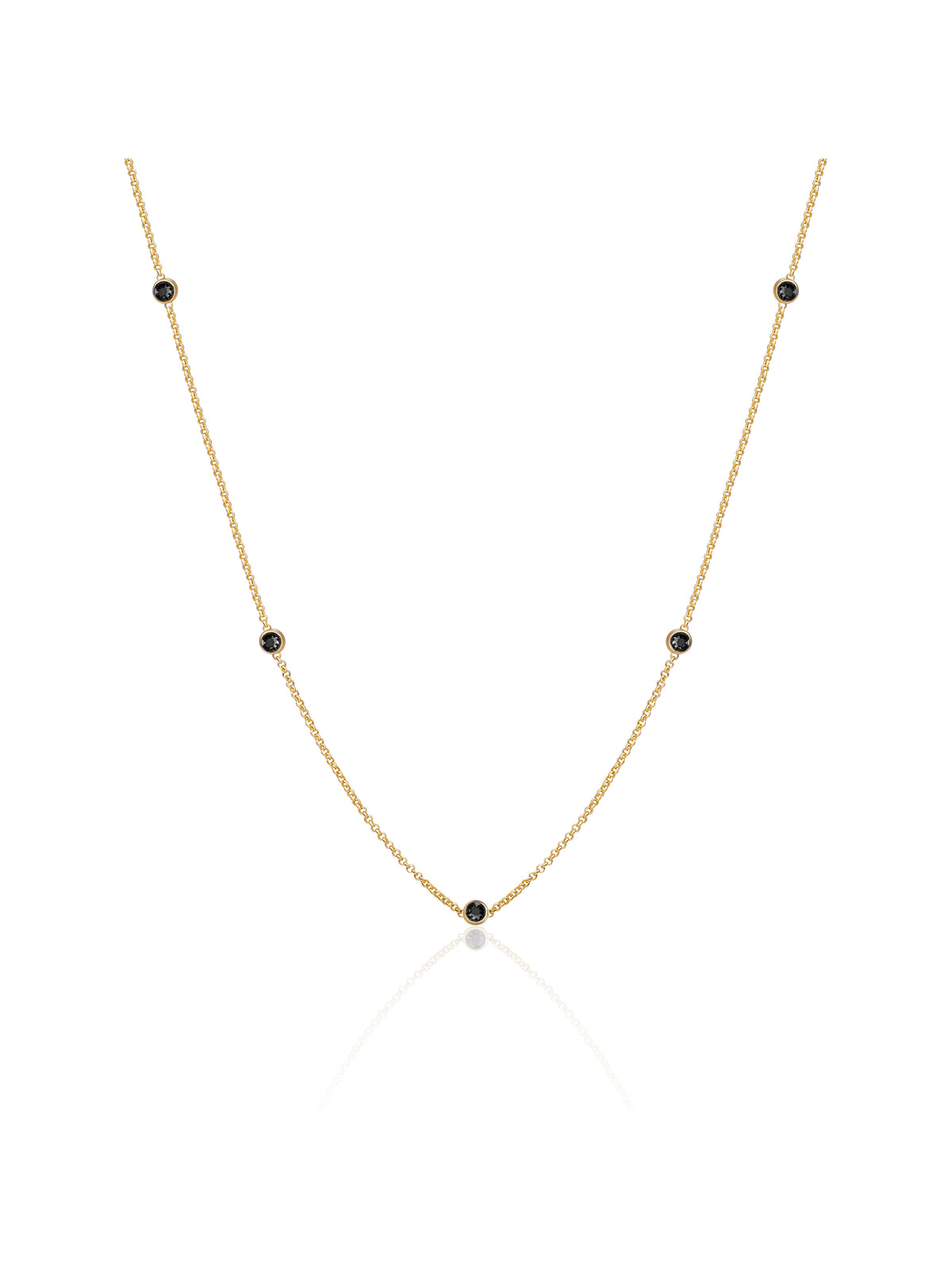 Anchor Chain Ketting Zirconia Zwart - Gold Plated