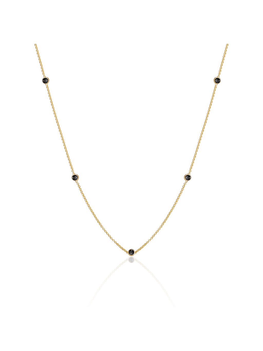 Anchor Chain Ketting Zirconia Zwart - Gold Plated