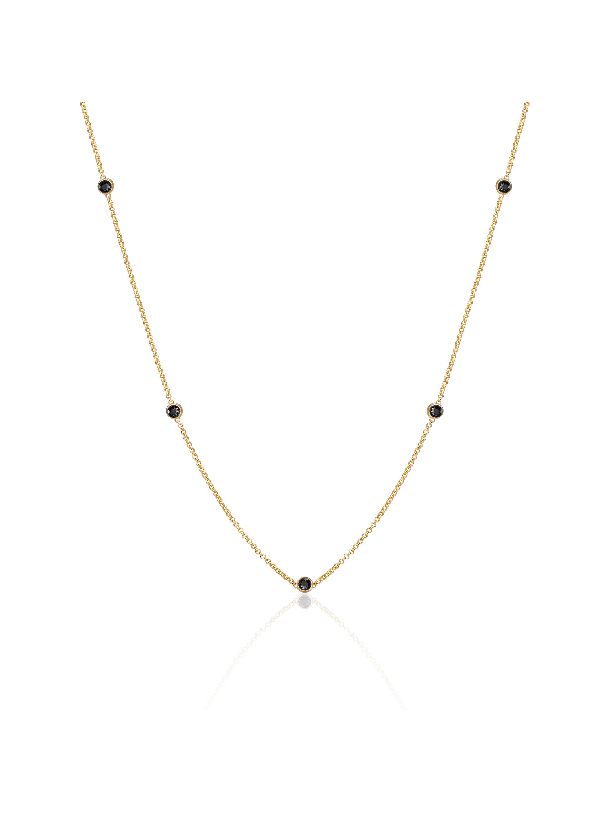 Anchor Chain Ketting Zirconia Zwart - Gold Plated