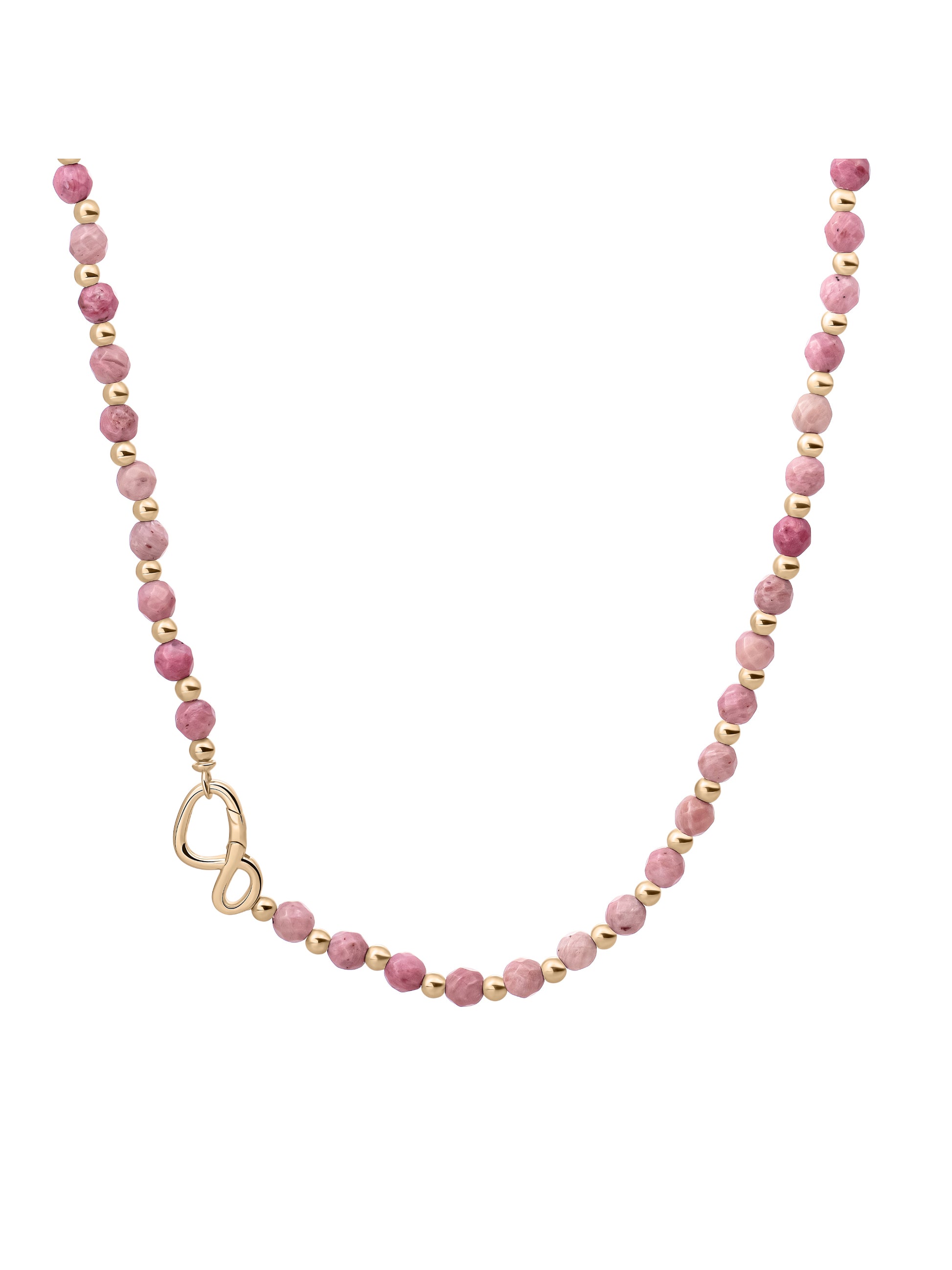 Link Ketting Pink Rhodonite Goud Kleurig - 42cm