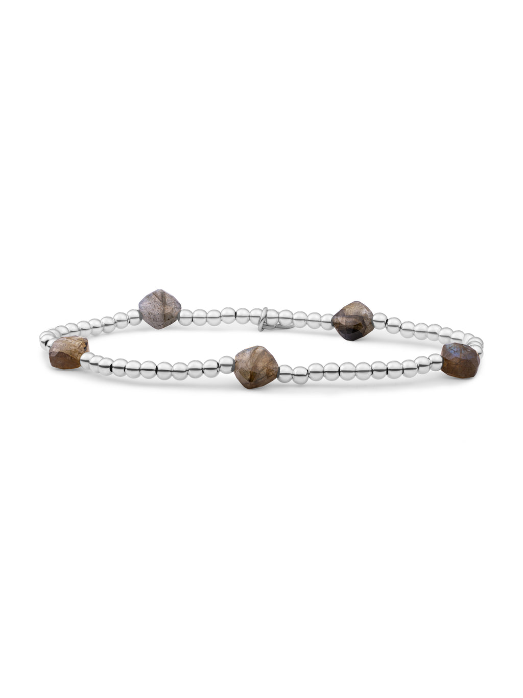Cushion Cut Armband Labradorite - Rhodium Plated