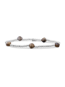 Cushion Cut Armband Labradorite - Rhodium Plated