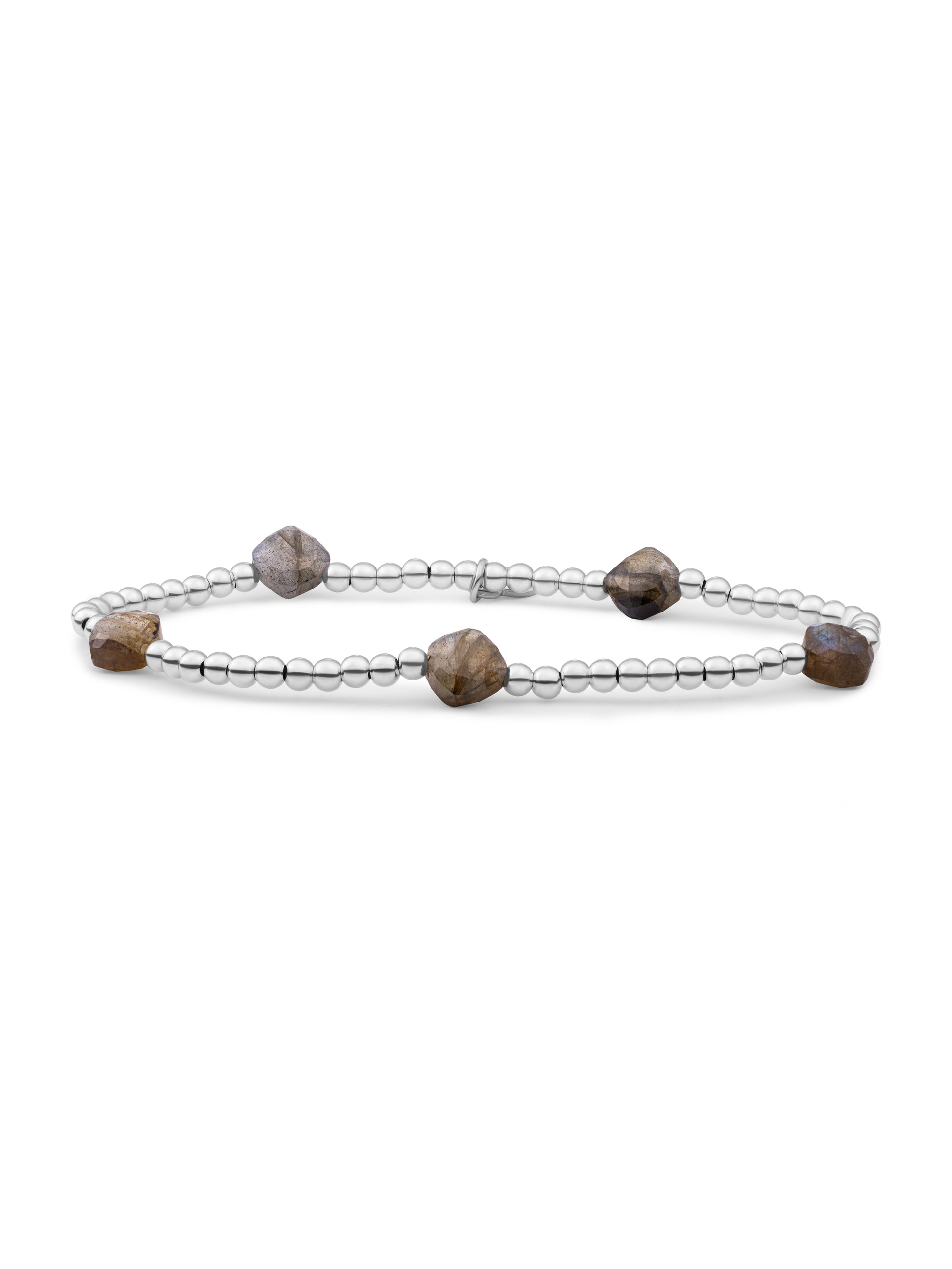 Cushion Cut Armband Labradorite - Rhodium Plated