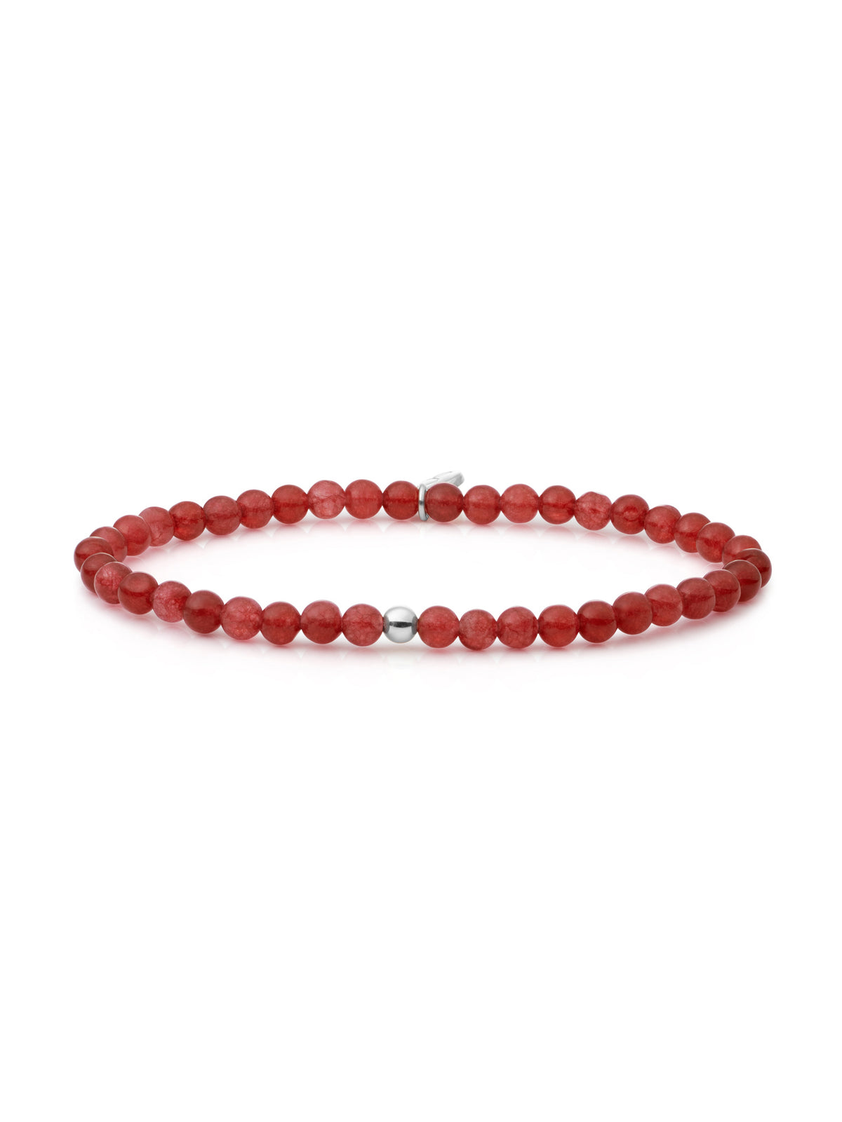 Saturn Armband Small Red Coral - Rhodium Plated
