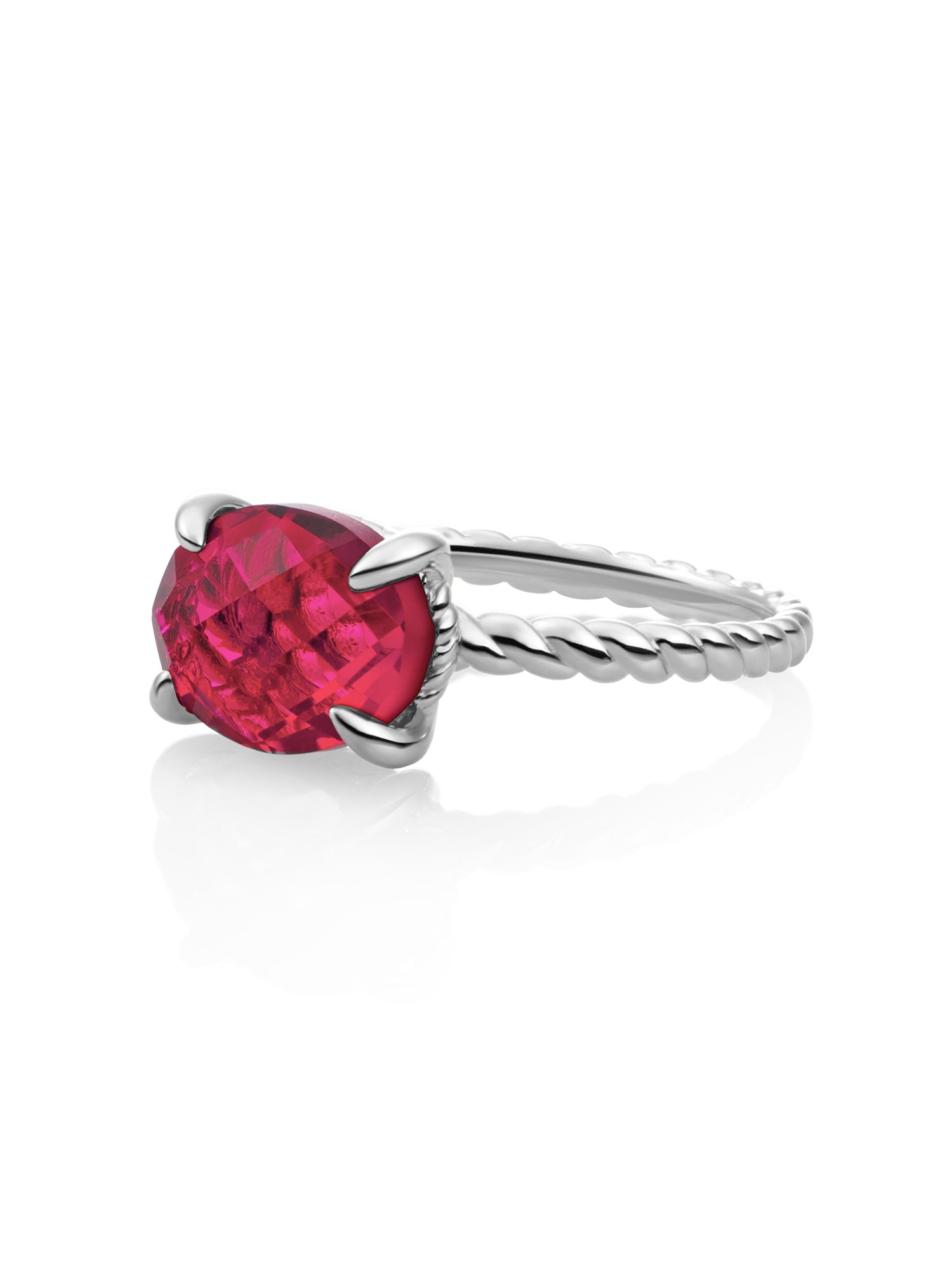 Twist Ring Fuchsia Quartz Zilver - 58