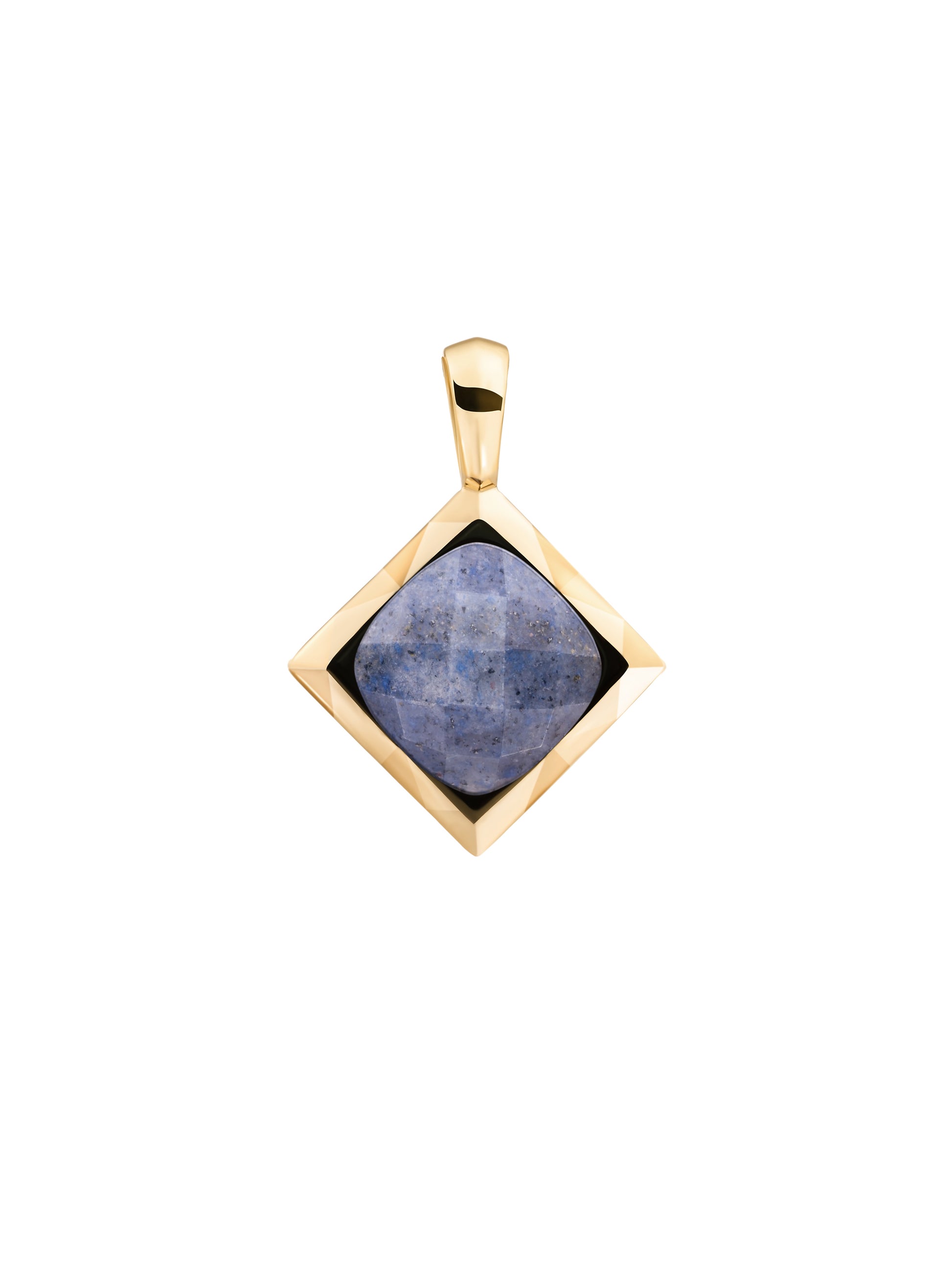 Cushion Cut Pendant Blue Aventurine - Gold Plated