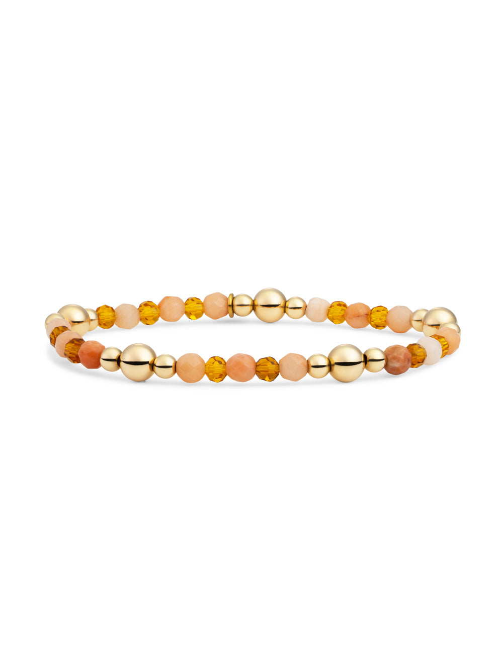 Bold Mix Armband Peach Rhodonite | Citrine Quartz - Gold Plated