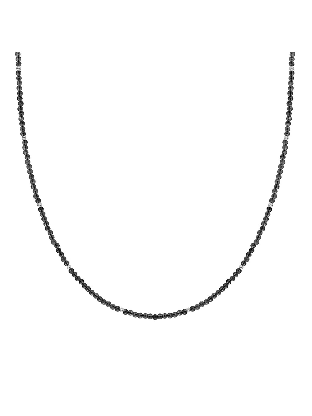 Kralen Ketting 2mm Onyx 42cm +2cm - 0.00 / 0.00 / Rhodium Plated