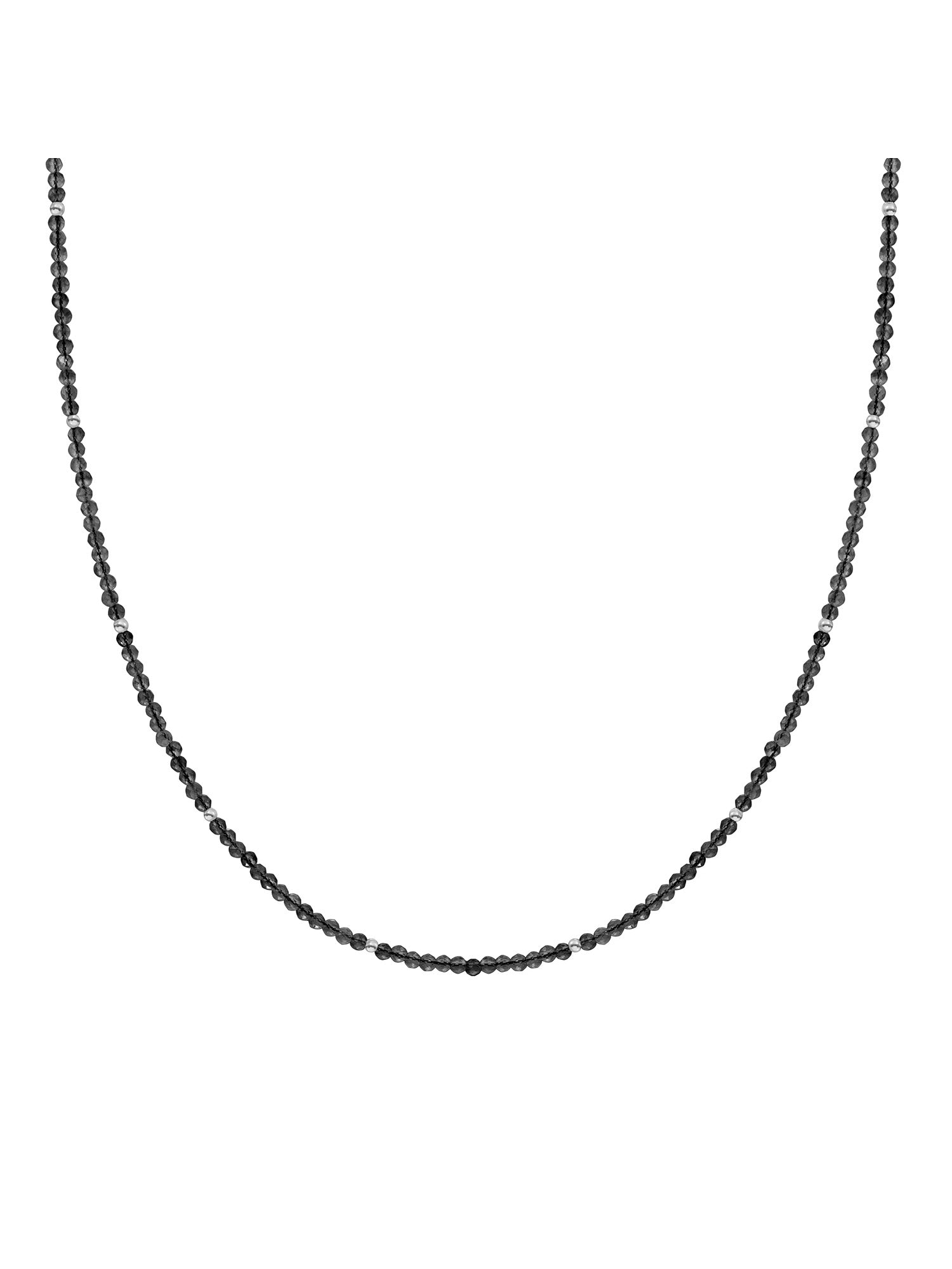 Kralen Ketting 2mm Onyx 42cm +2cm - 0.00 / 0.00 / Rhodium Plated