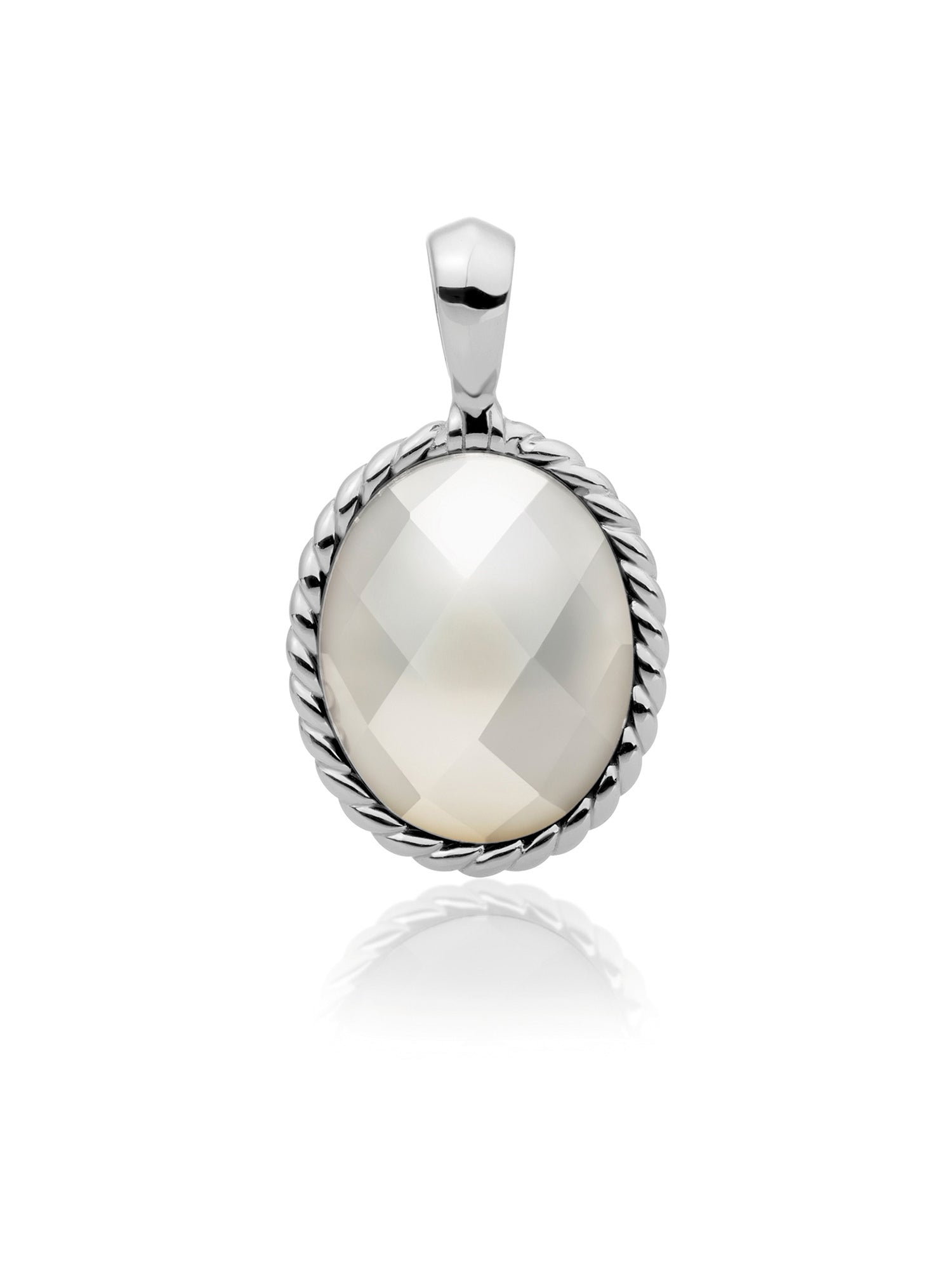 Twist Pendant Pearl - Rhodium Plated
