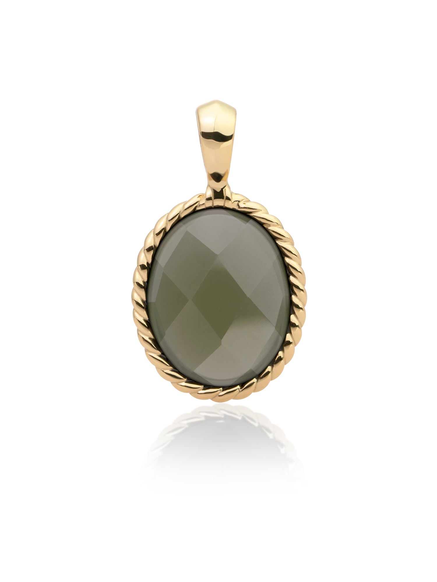 Twist Pendant Lime Jade - Gold Plated