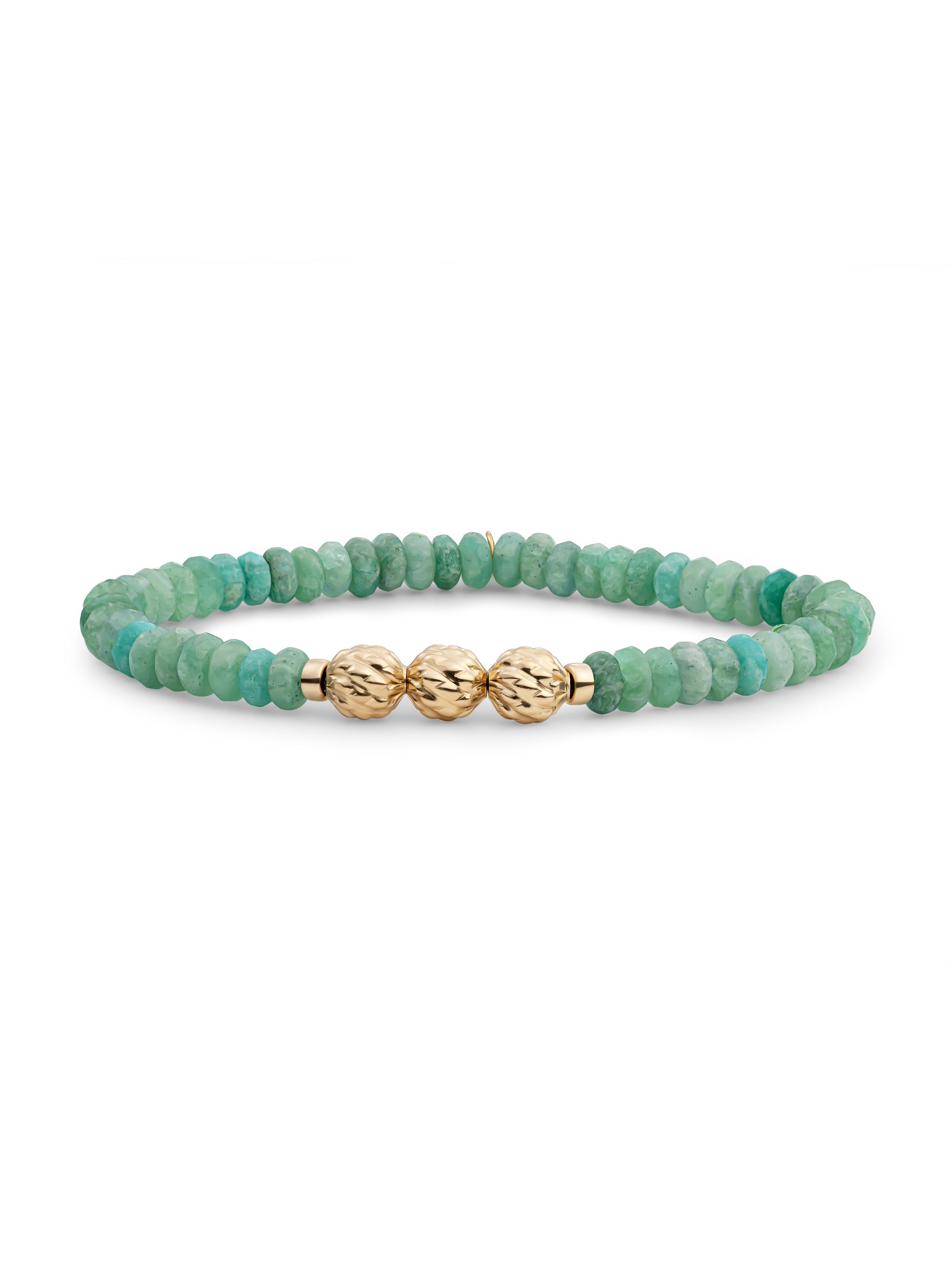 Fuse Beads Armband Rich Green Amazonite - Gold Plated