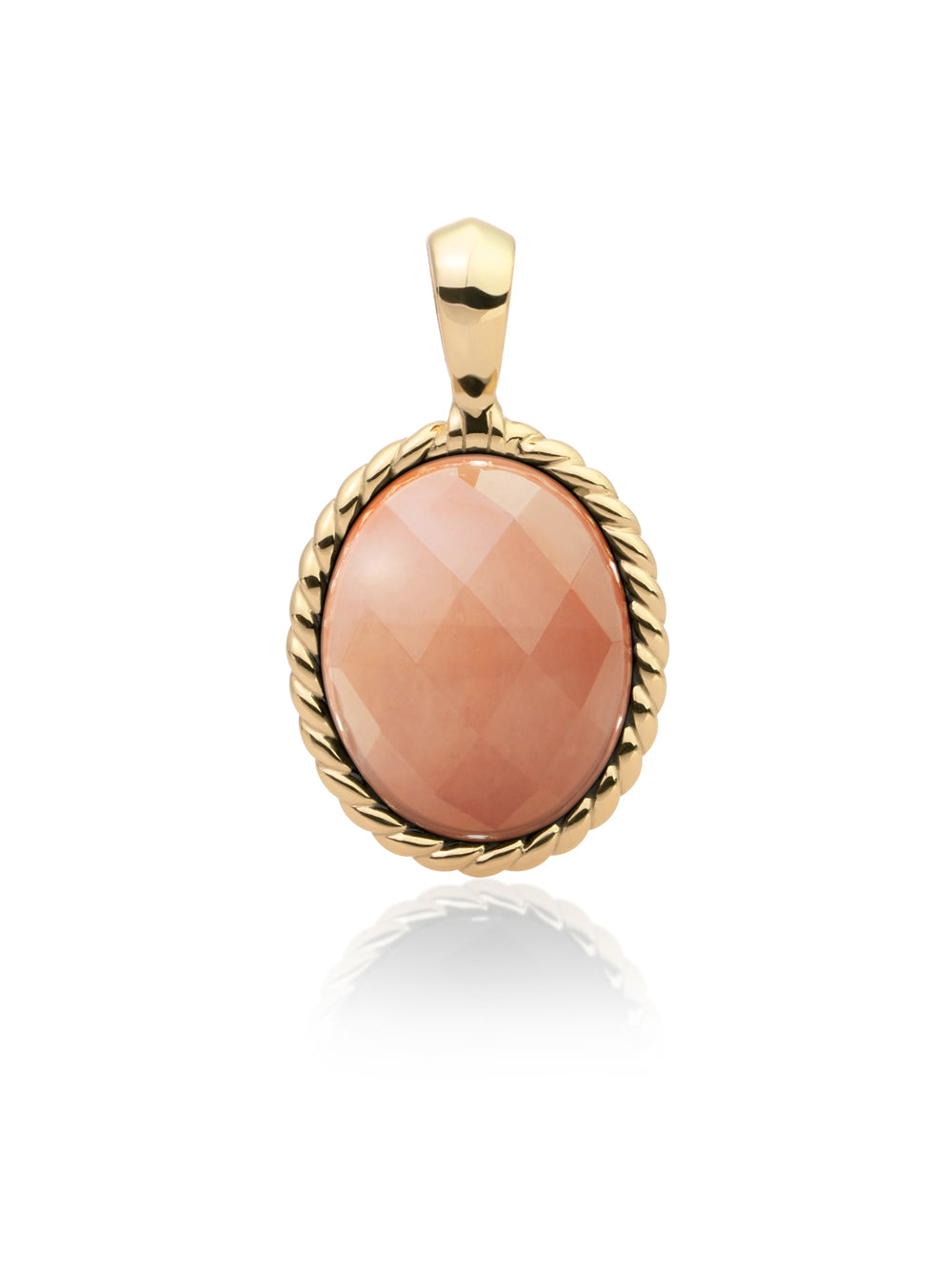 Twist Pendant Peach Rhodonite - Gold Plated