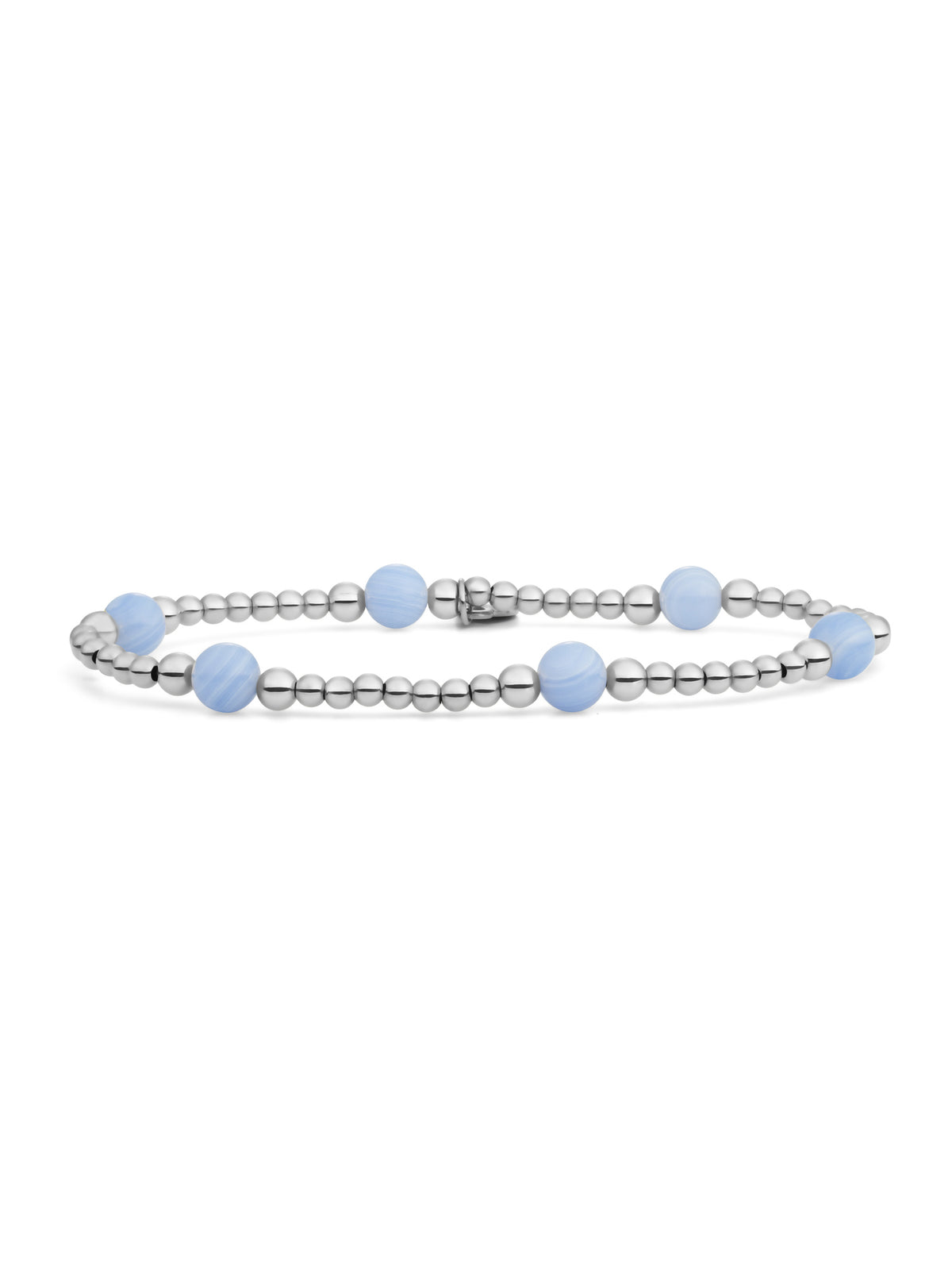 Reverse Bold Mix Armband Blue Lace Agate - Rhodium Plated