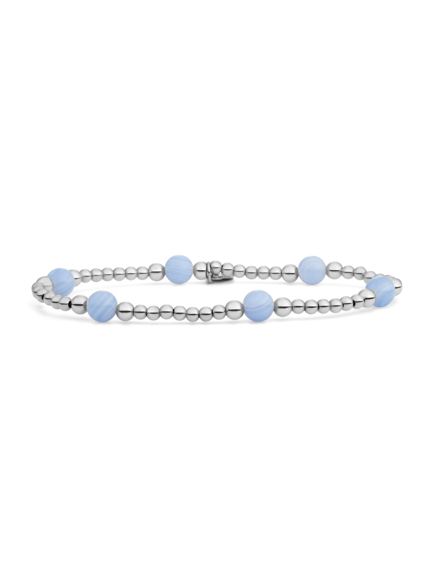 Reverse Bold Mix Armband Blue Lace Agate - Rhodium Plated
