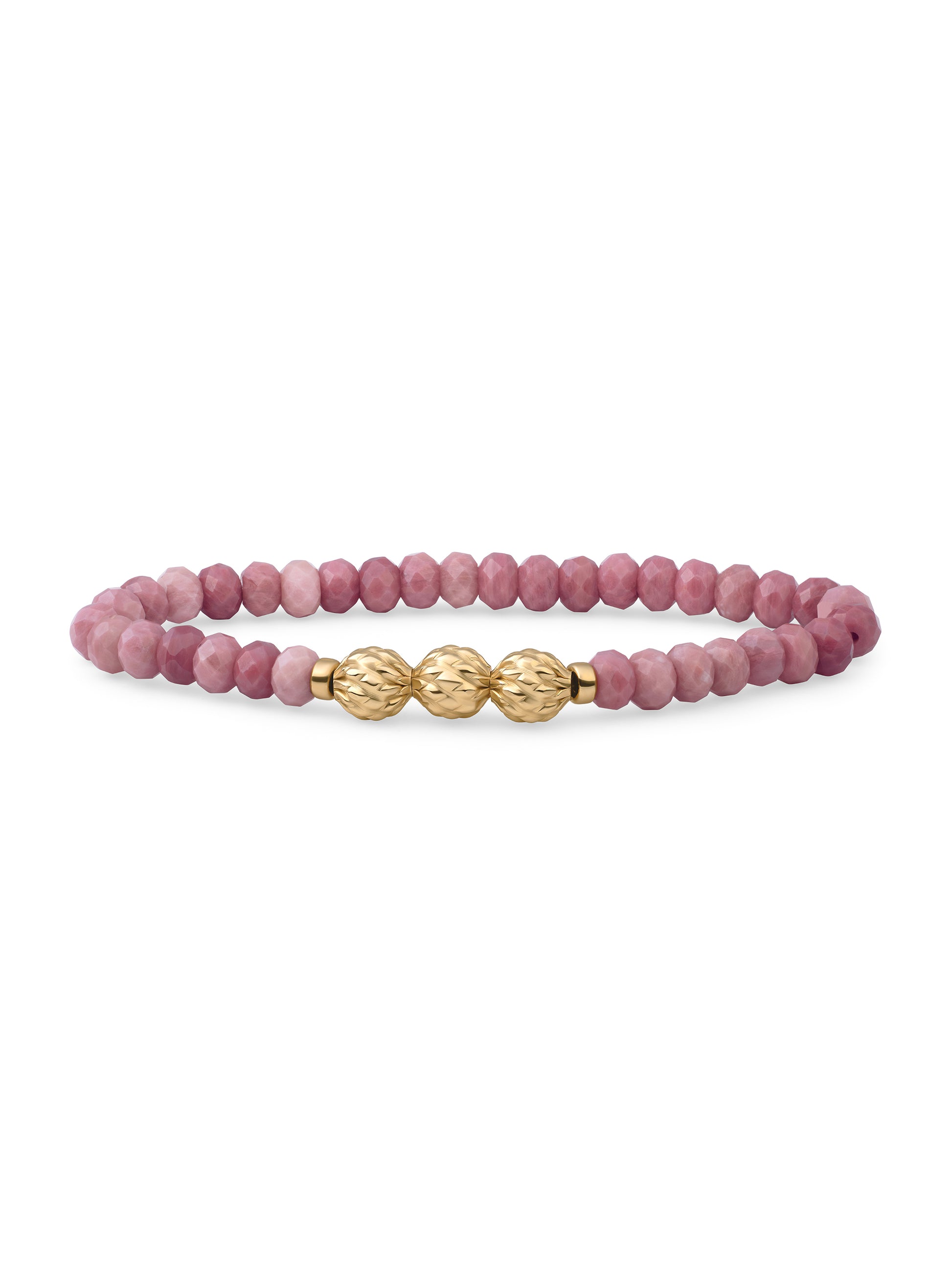 Fuse Beads Armband Pink Rhodonite - 0.00 / 0.00 / Rhodium Plated