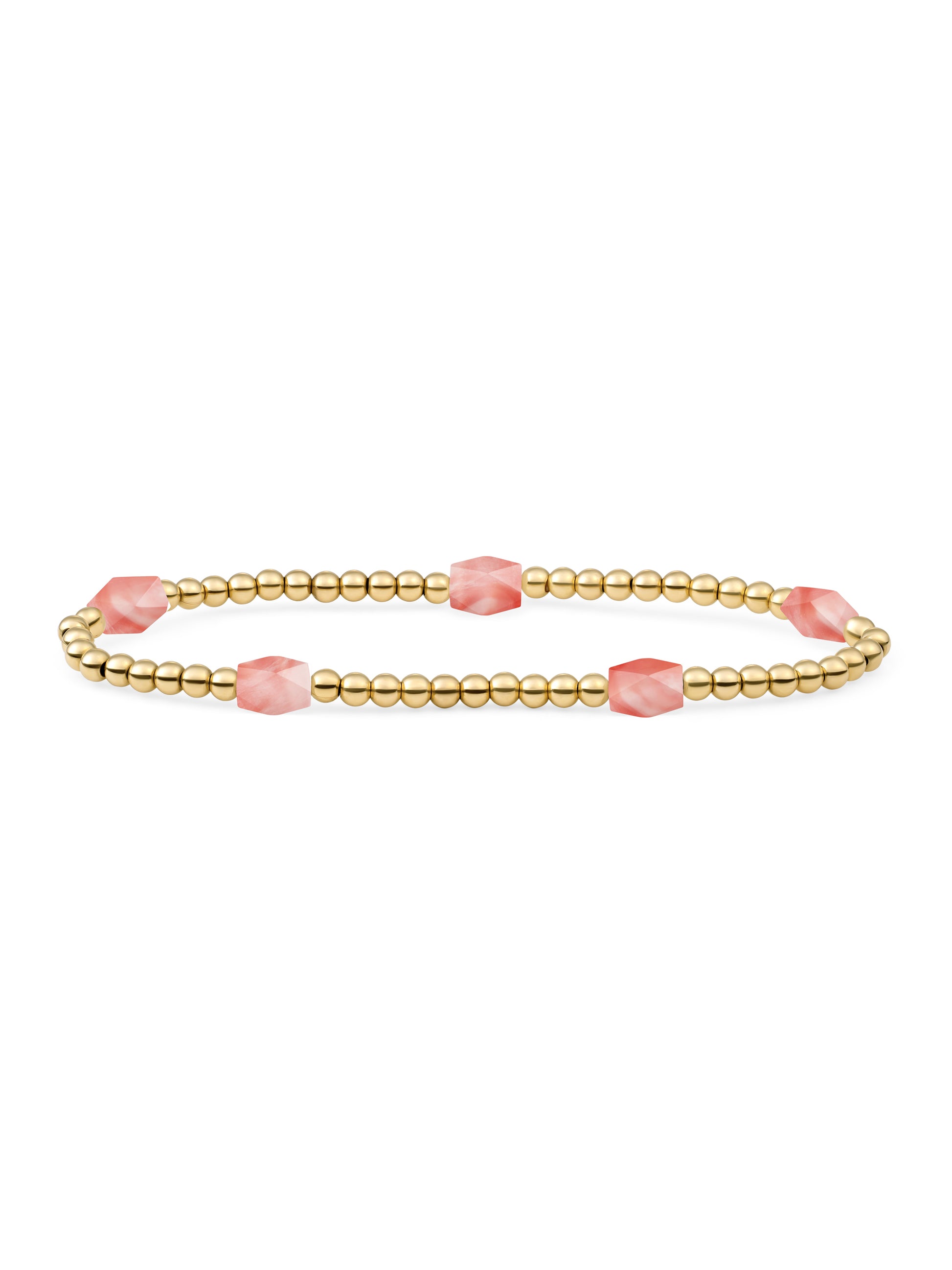 Reverse Edge Mix Armband Cherry Quartz - Gold Plated